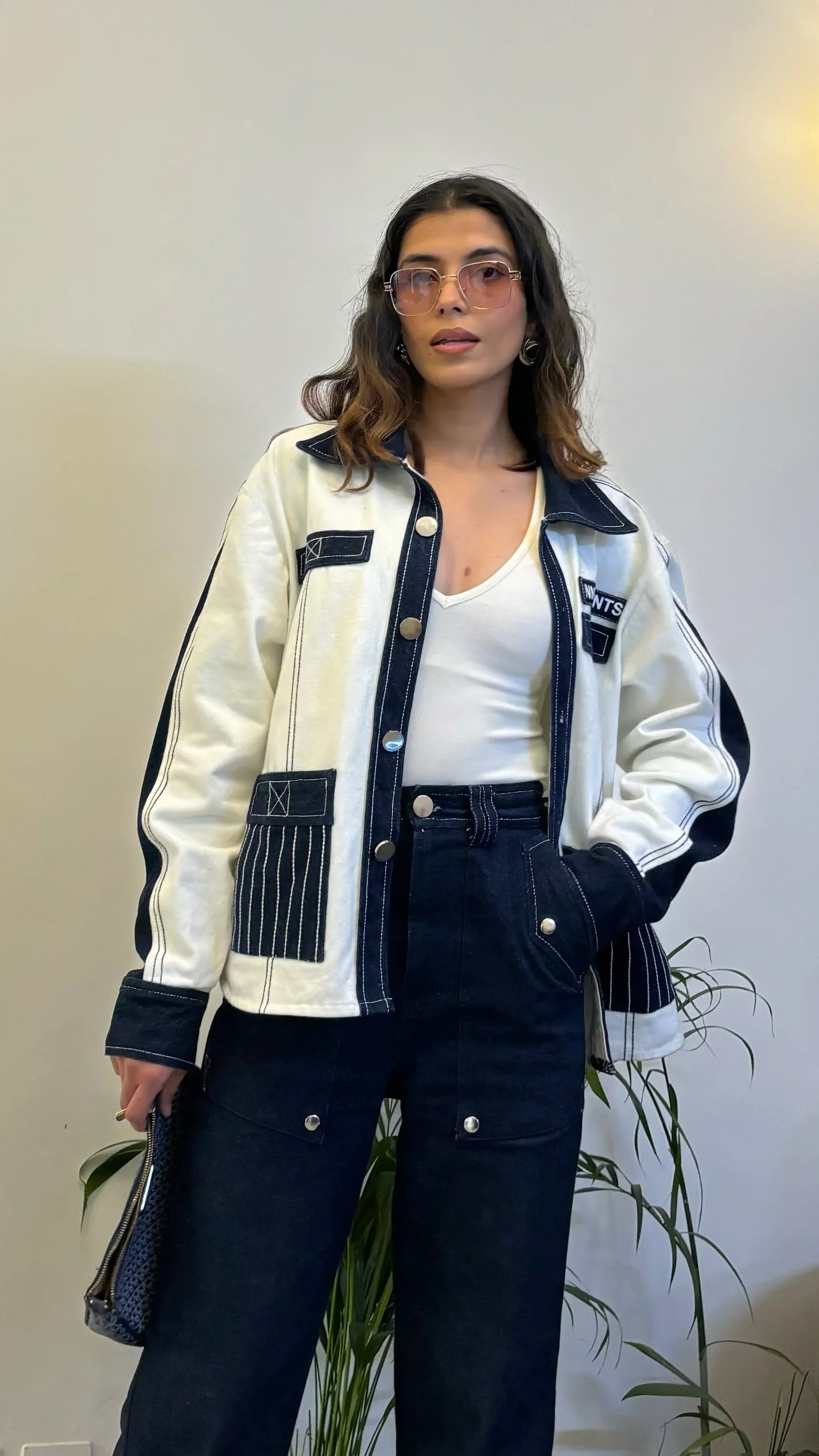 Unisex Denim White Blue Shirt