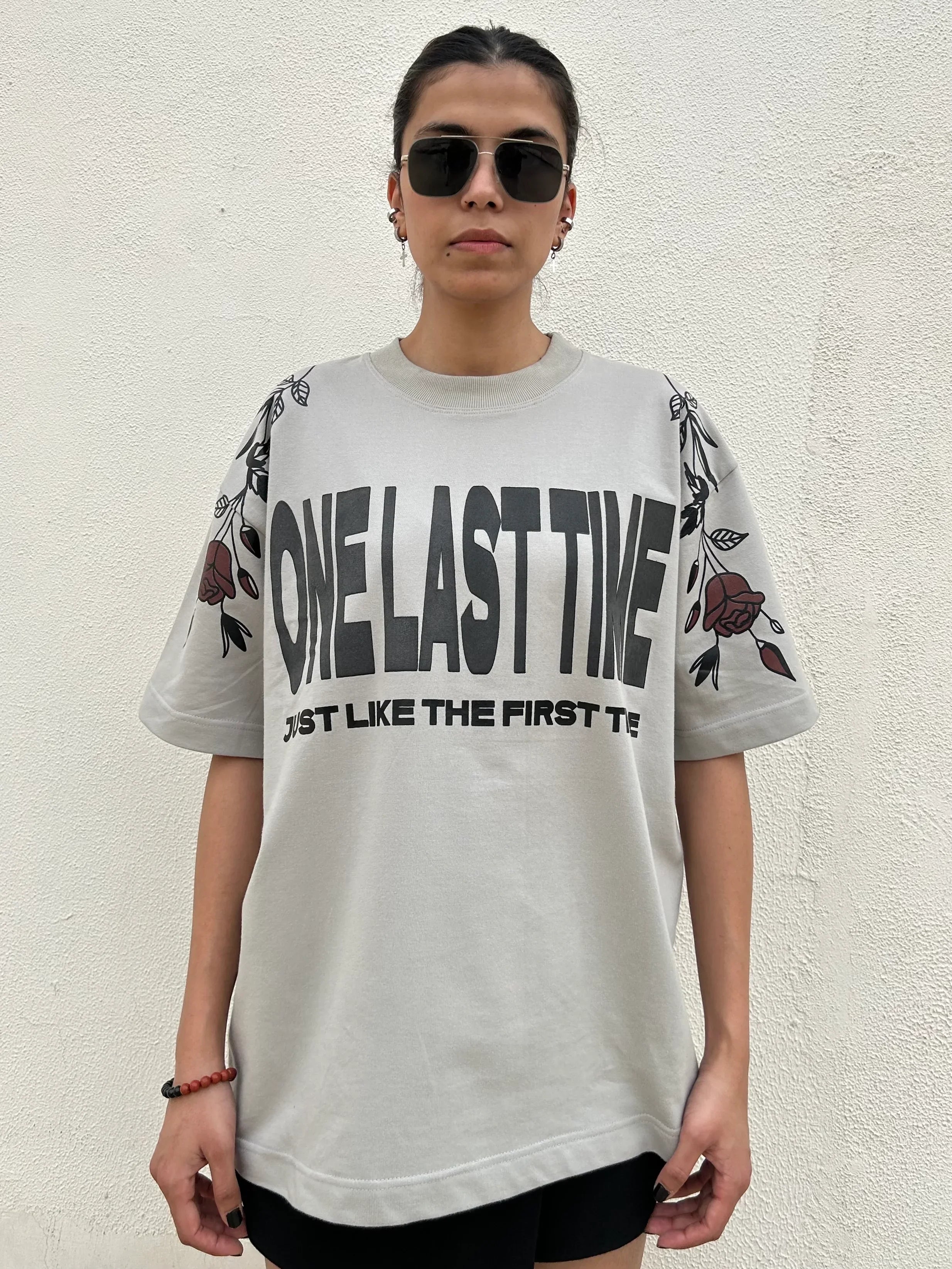 One Last Time Smoke Grey Oversized T-Shirt