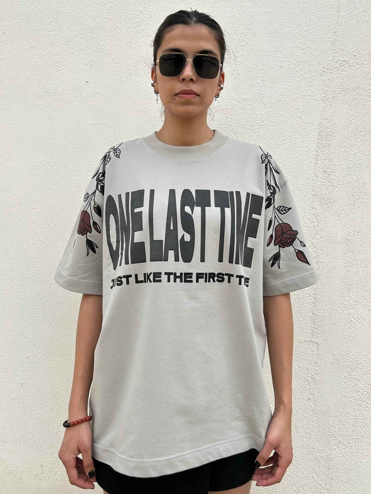 One Last Time Smoke Grey Oversized T-Shirt