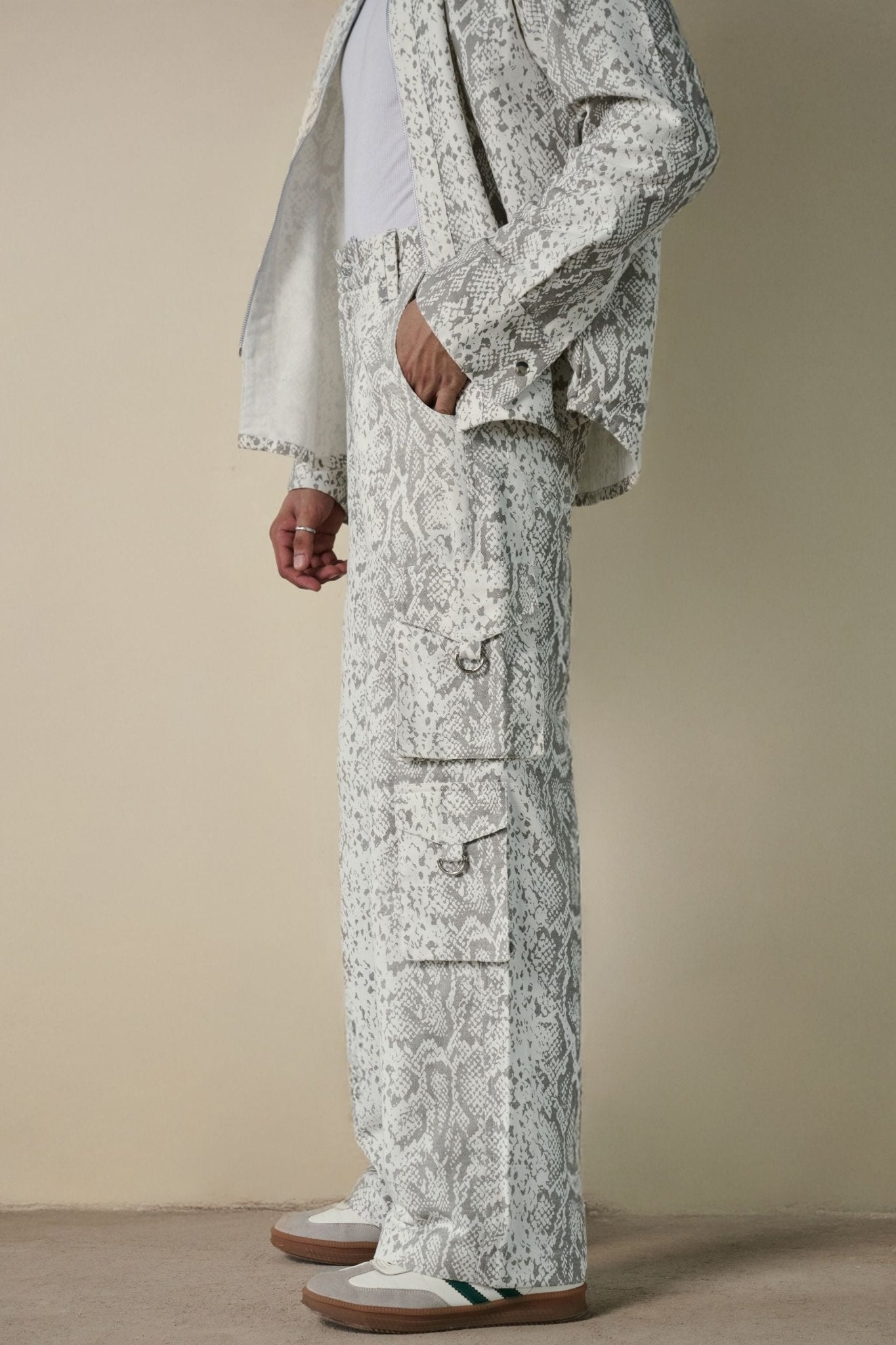 Snakeskin Print Shirt & Cargo Pants Set