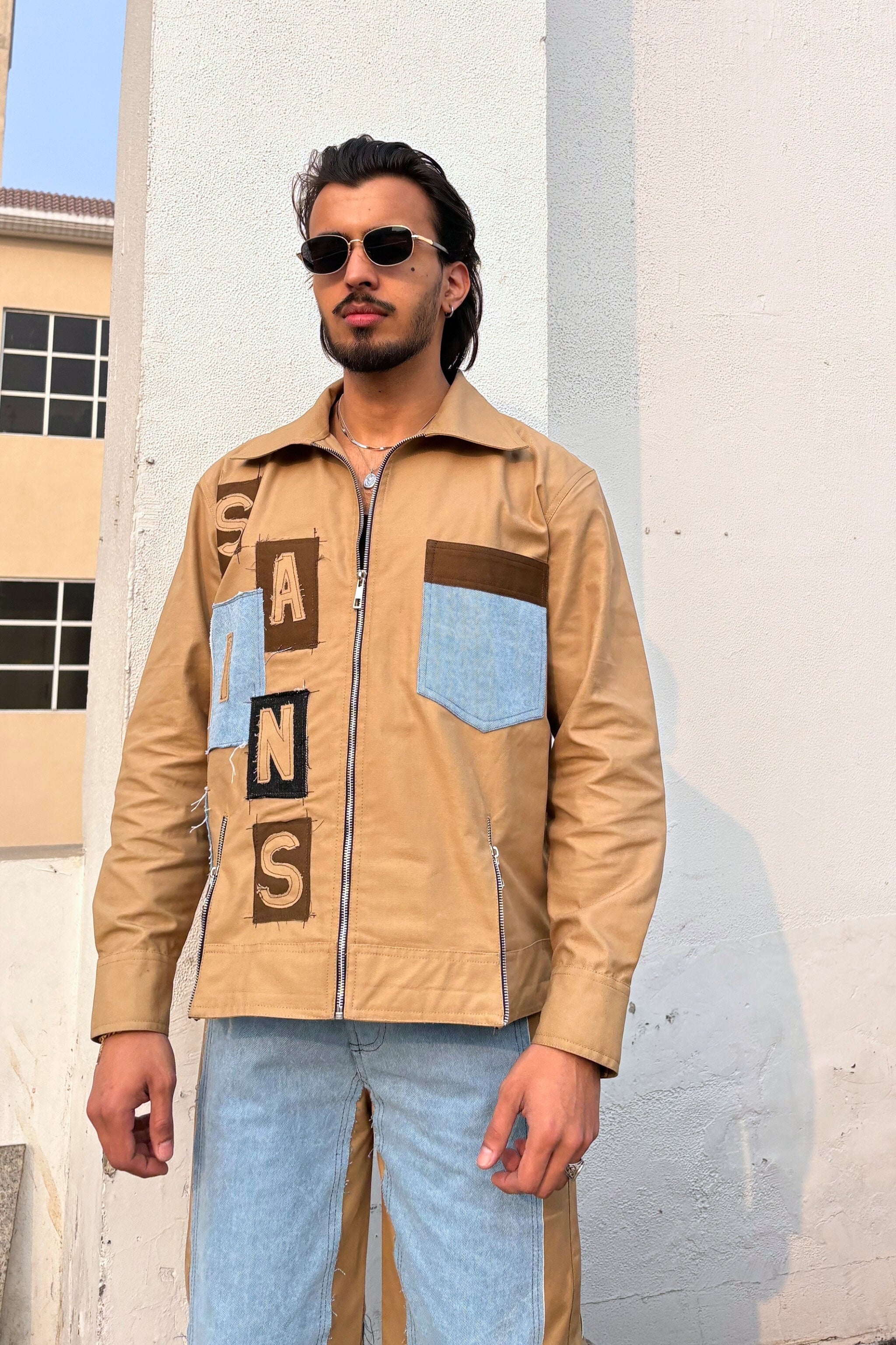 Tan & Blue Co-ord Set