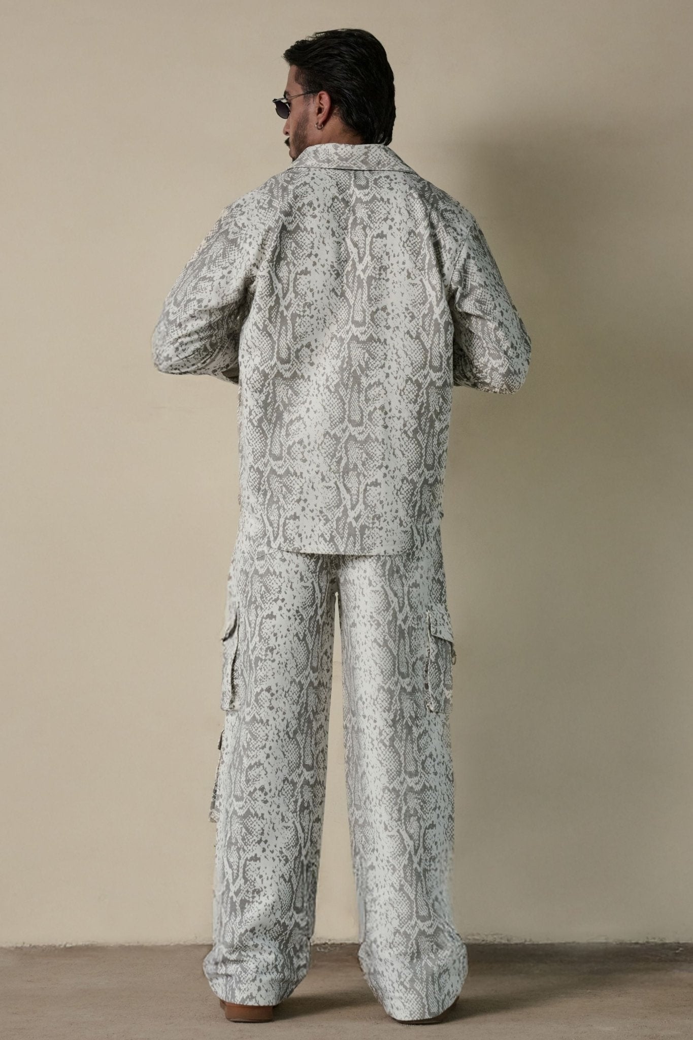 Snakeskin Print Shirt & Cargo Pants Set