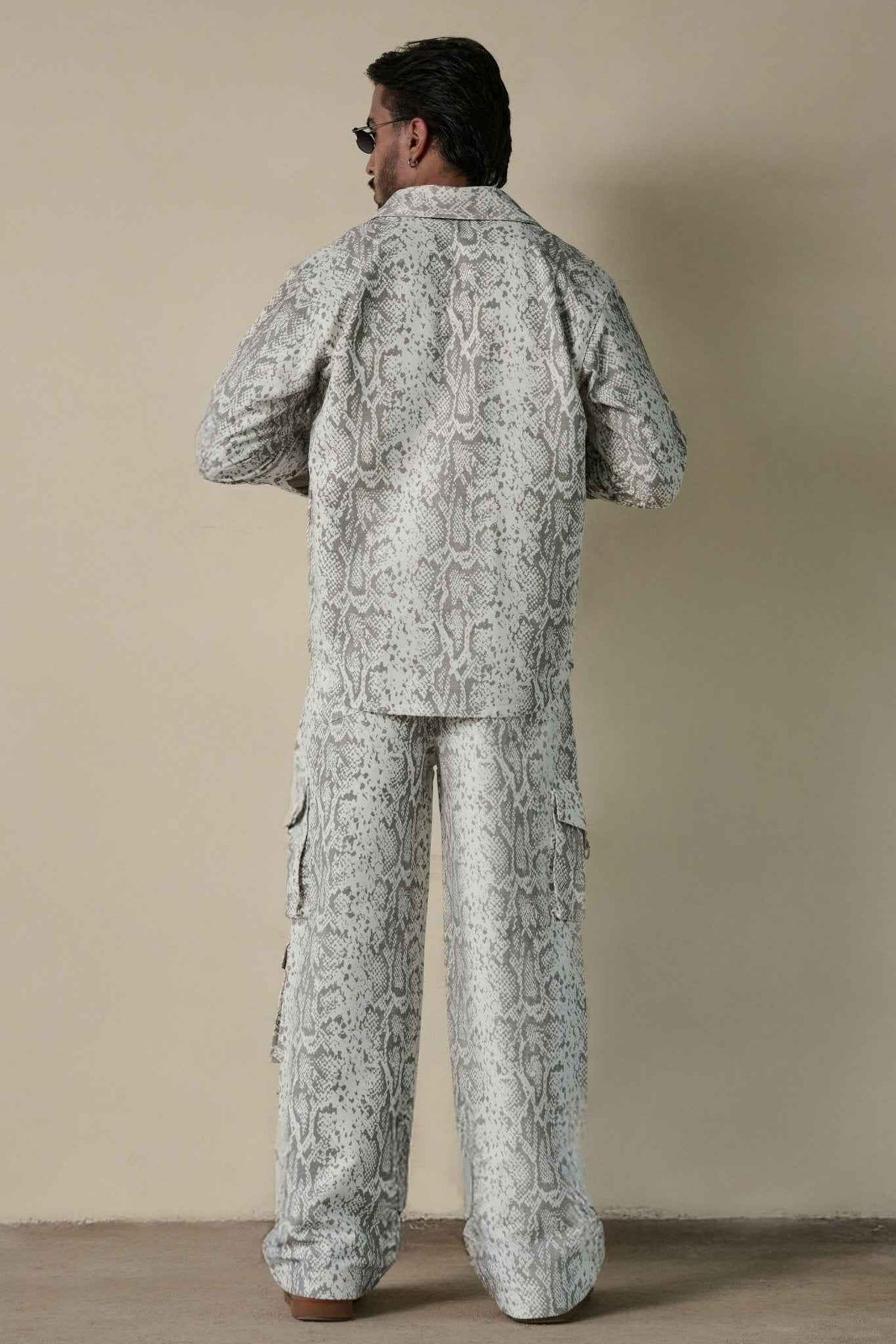 Snakeskin Print Shirt & Cargo Pants Set