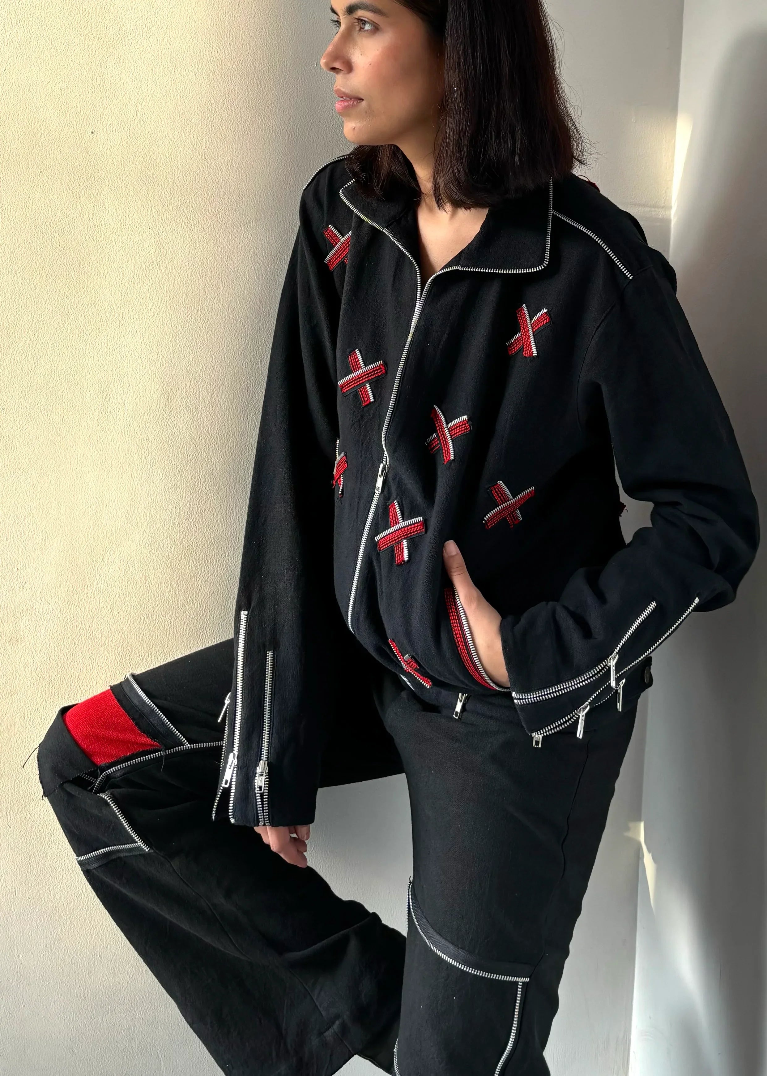 Black X Raw Zip Jacket & Pants