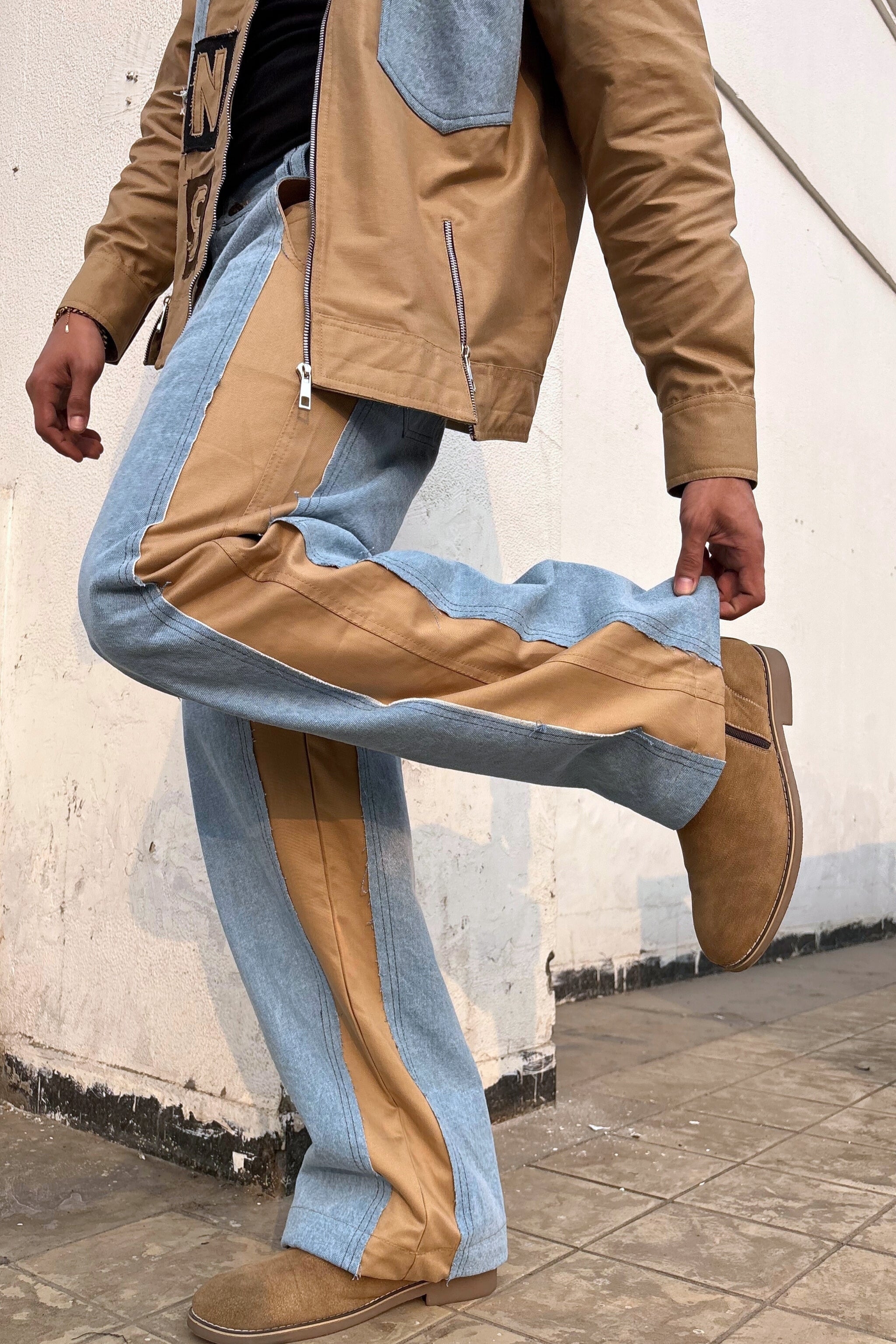 Tan & Blue Co-ord Set