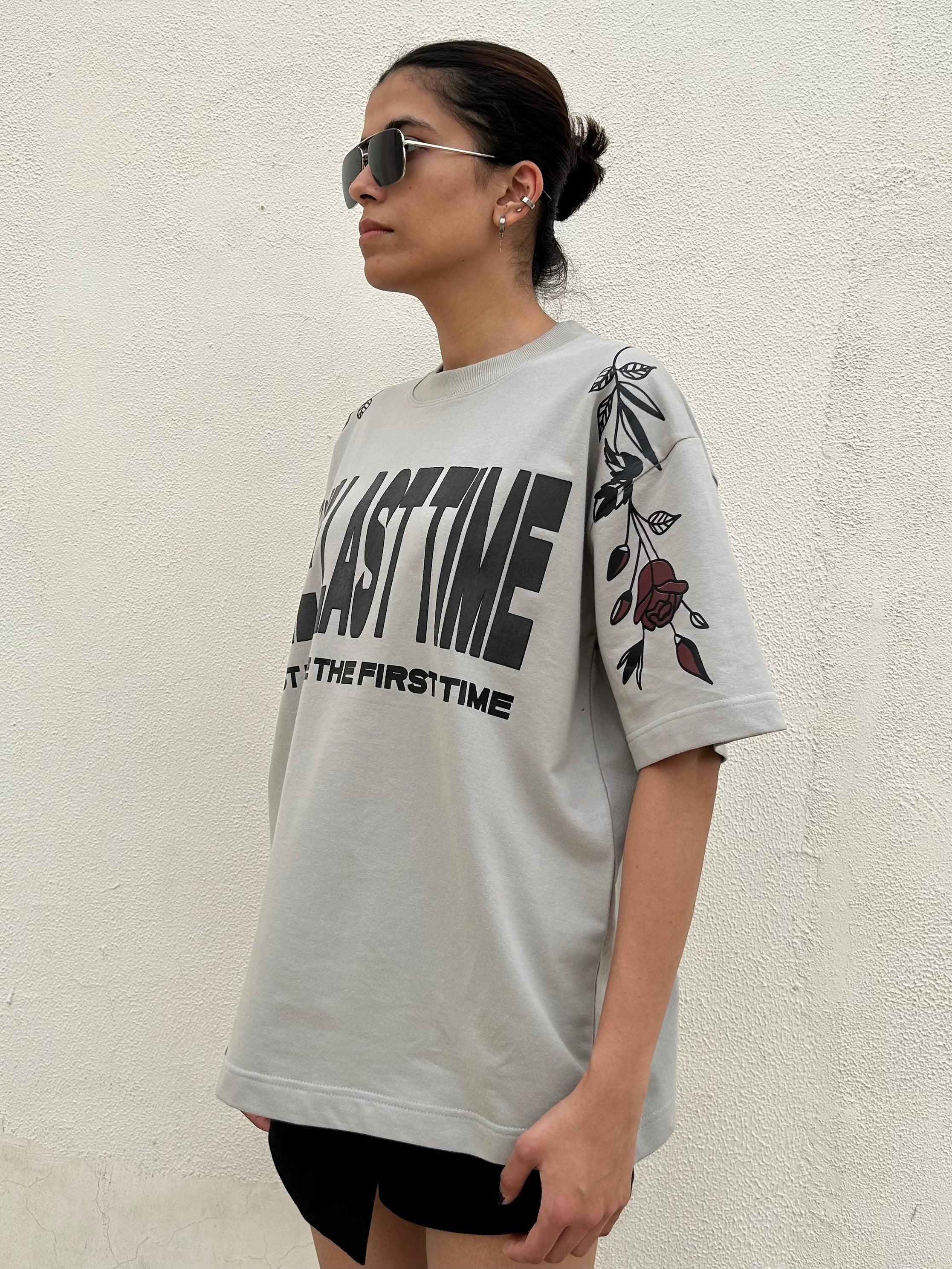 One Last Time Smoke Grey Oversized T-Shirt