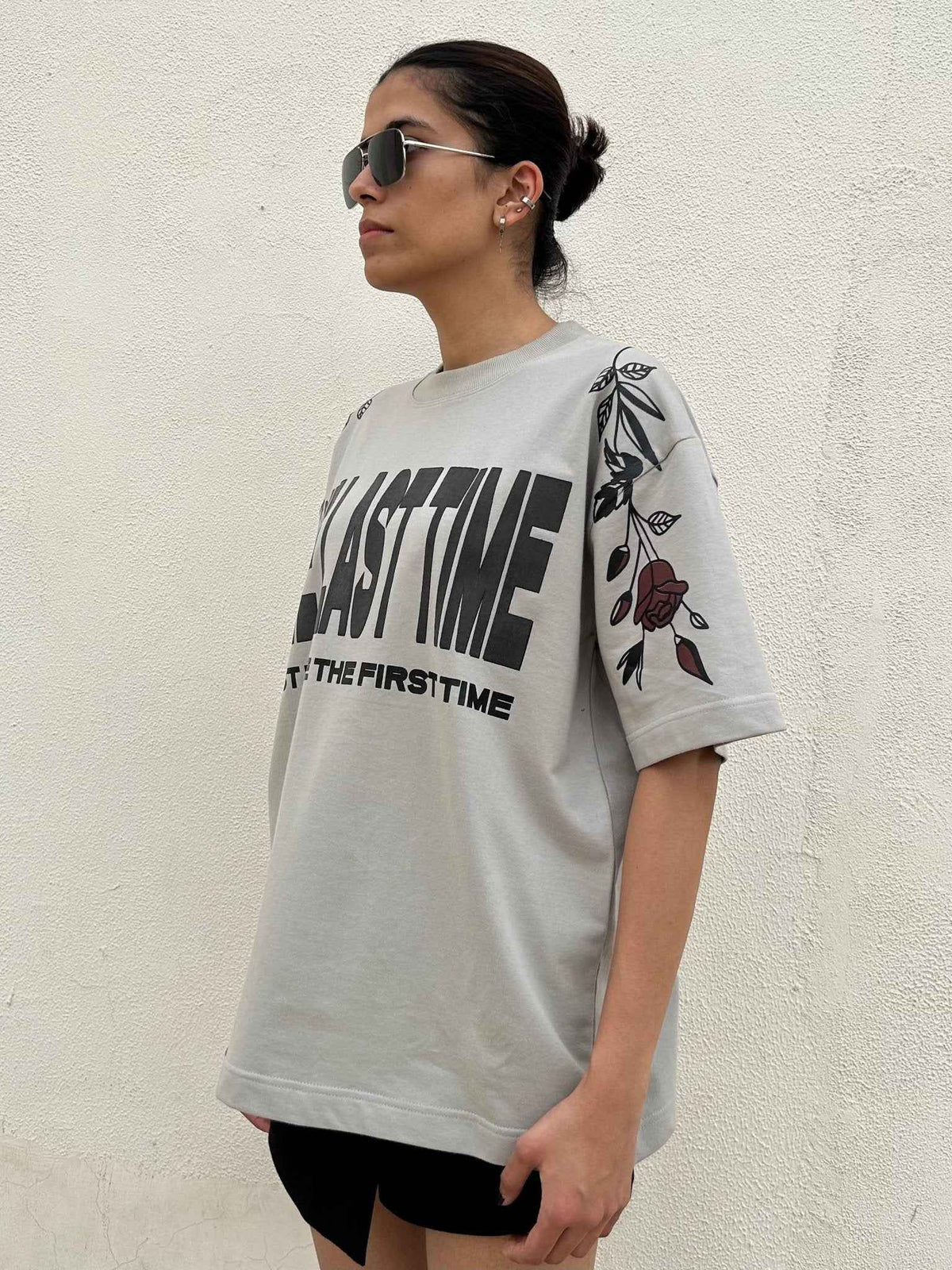 One Last Time Smoke Grey Oversized T-Shirt