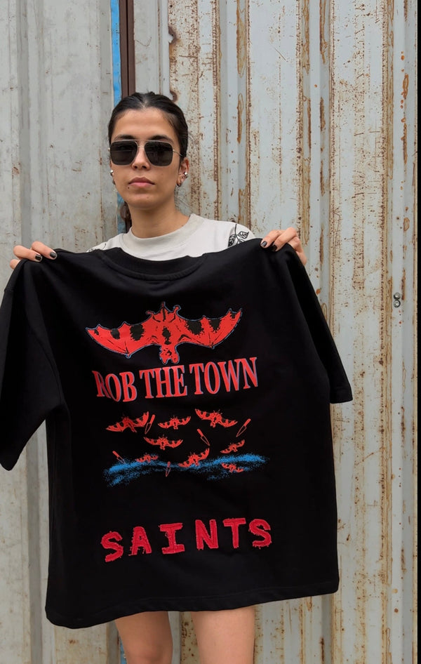 Rob The Town Black Oversized T-shirt