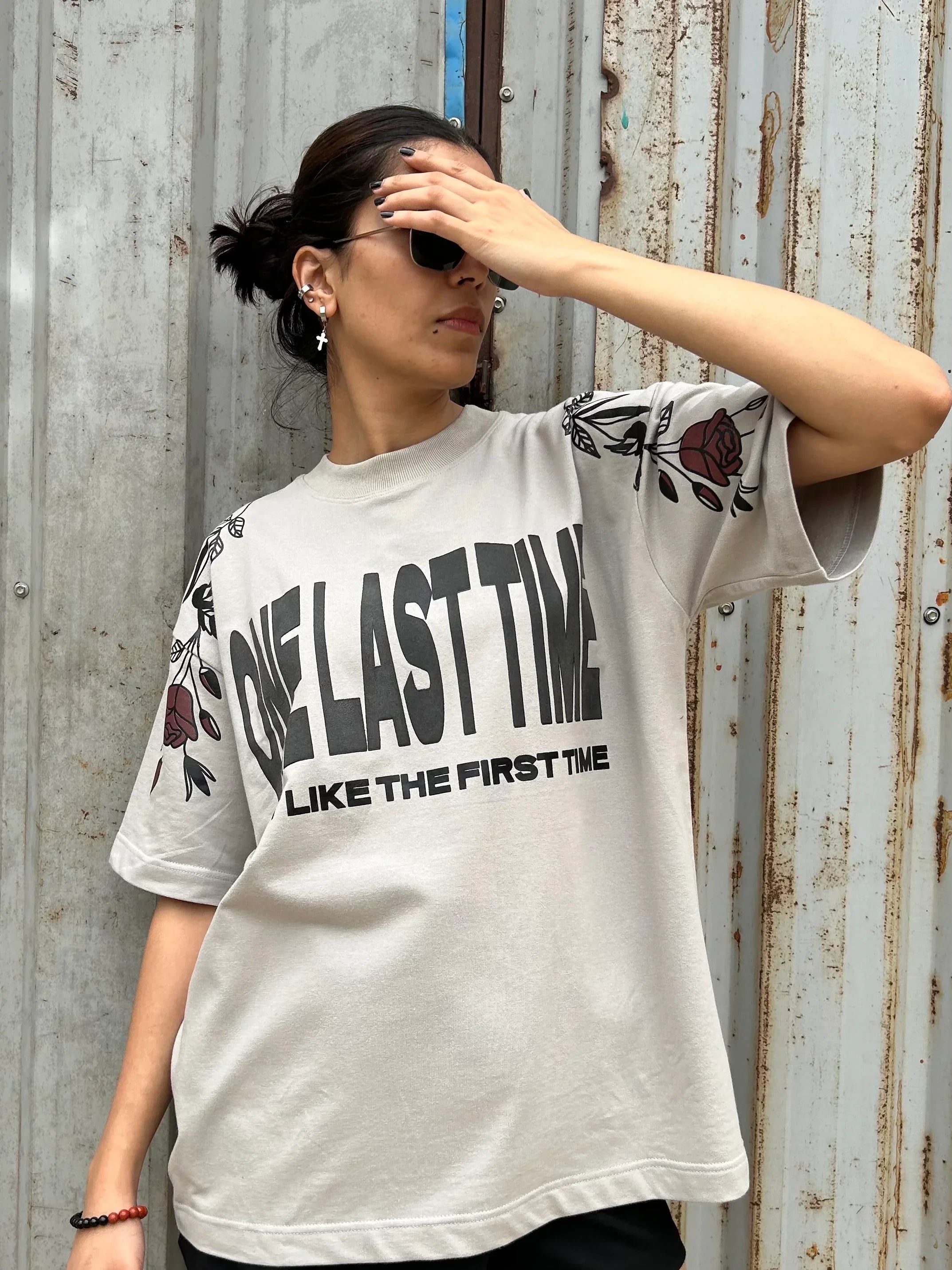 One Last Time Smoke Grey Oversized T-Shirt