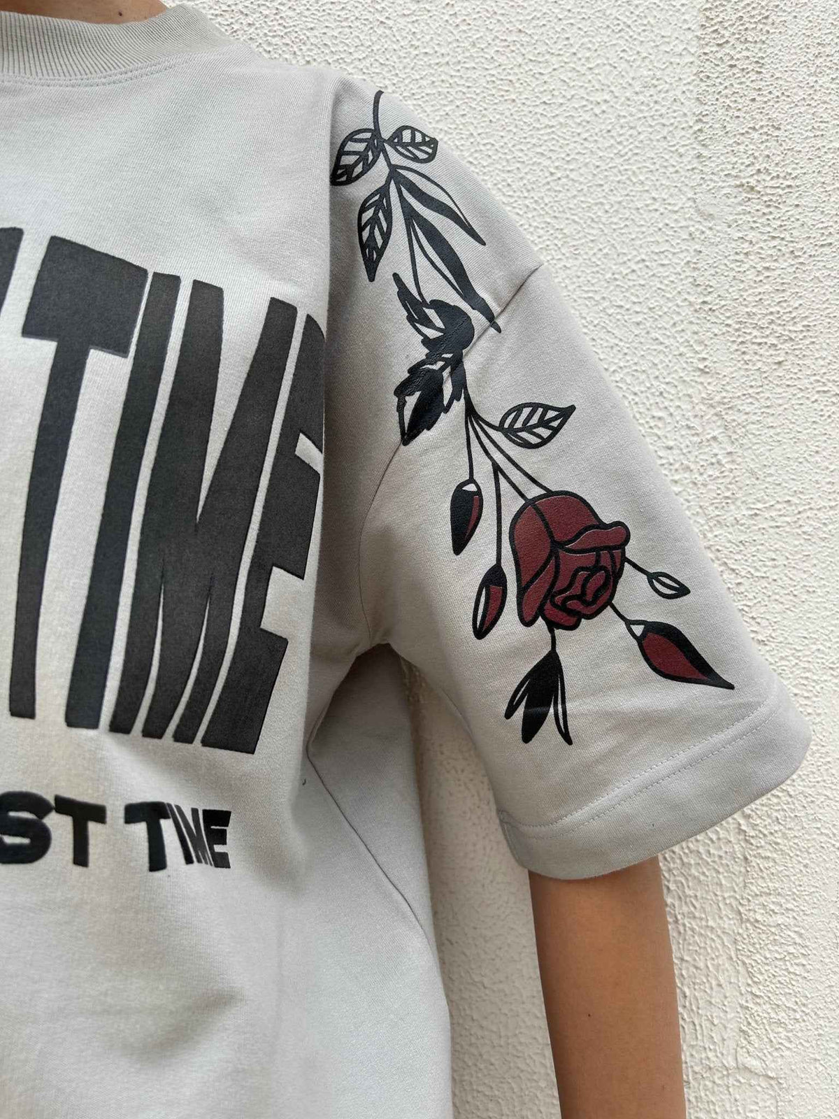 One Last Time Smoke Grey Oversized T-Shirt