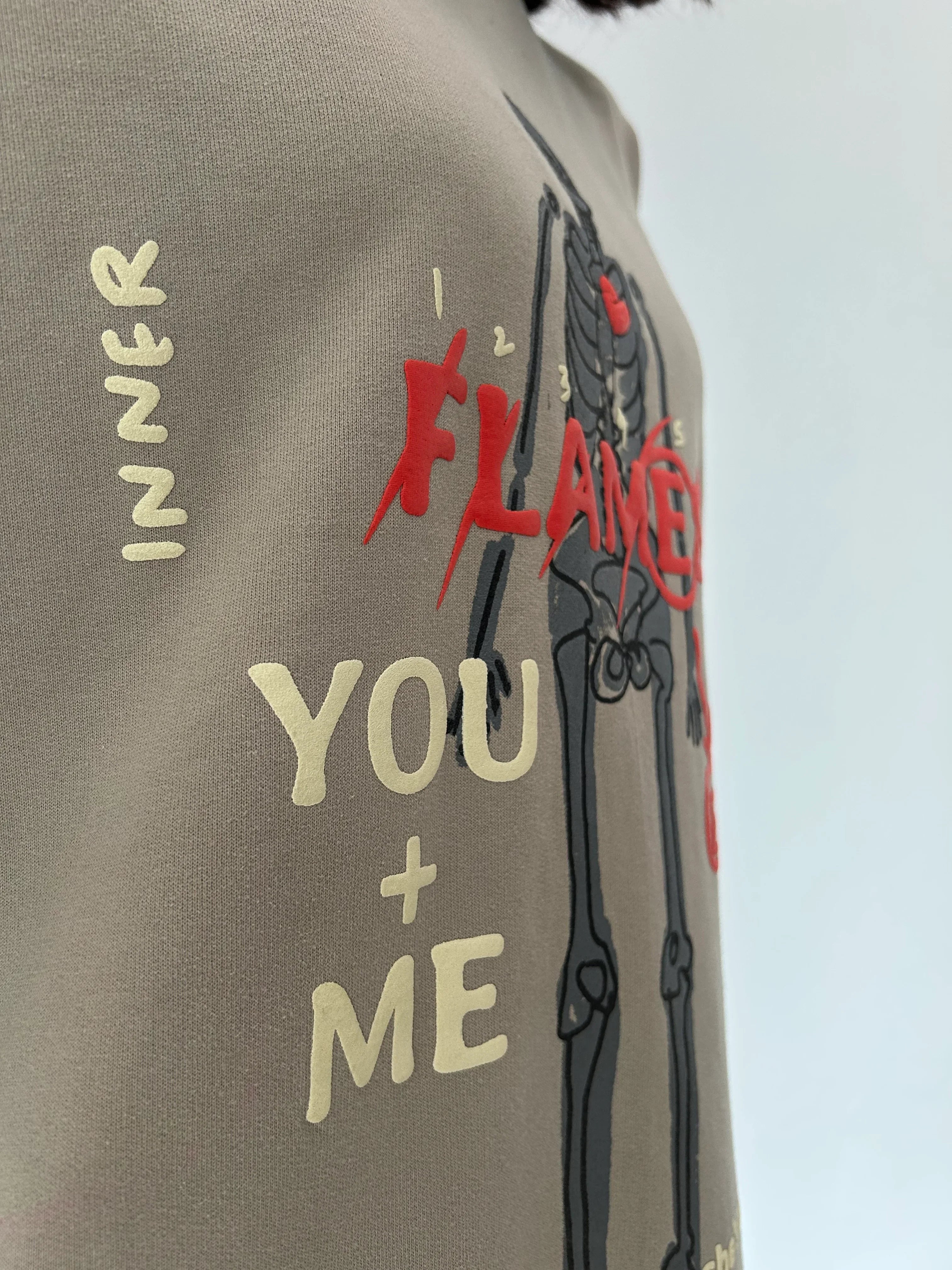 Flames Dusty Beige Oversized T-Shirt