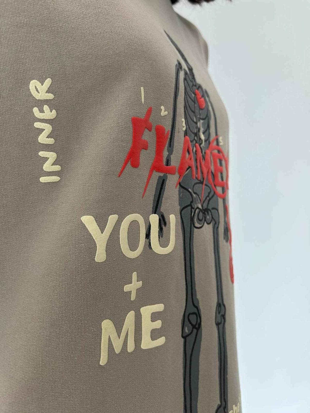 Flames Dusty Beige Oversized T-Shirt