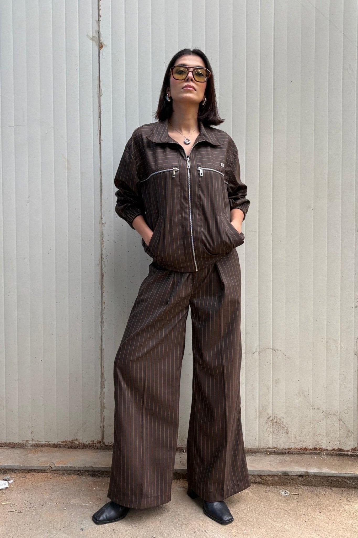 Tokyo Brown Pinstripe Set