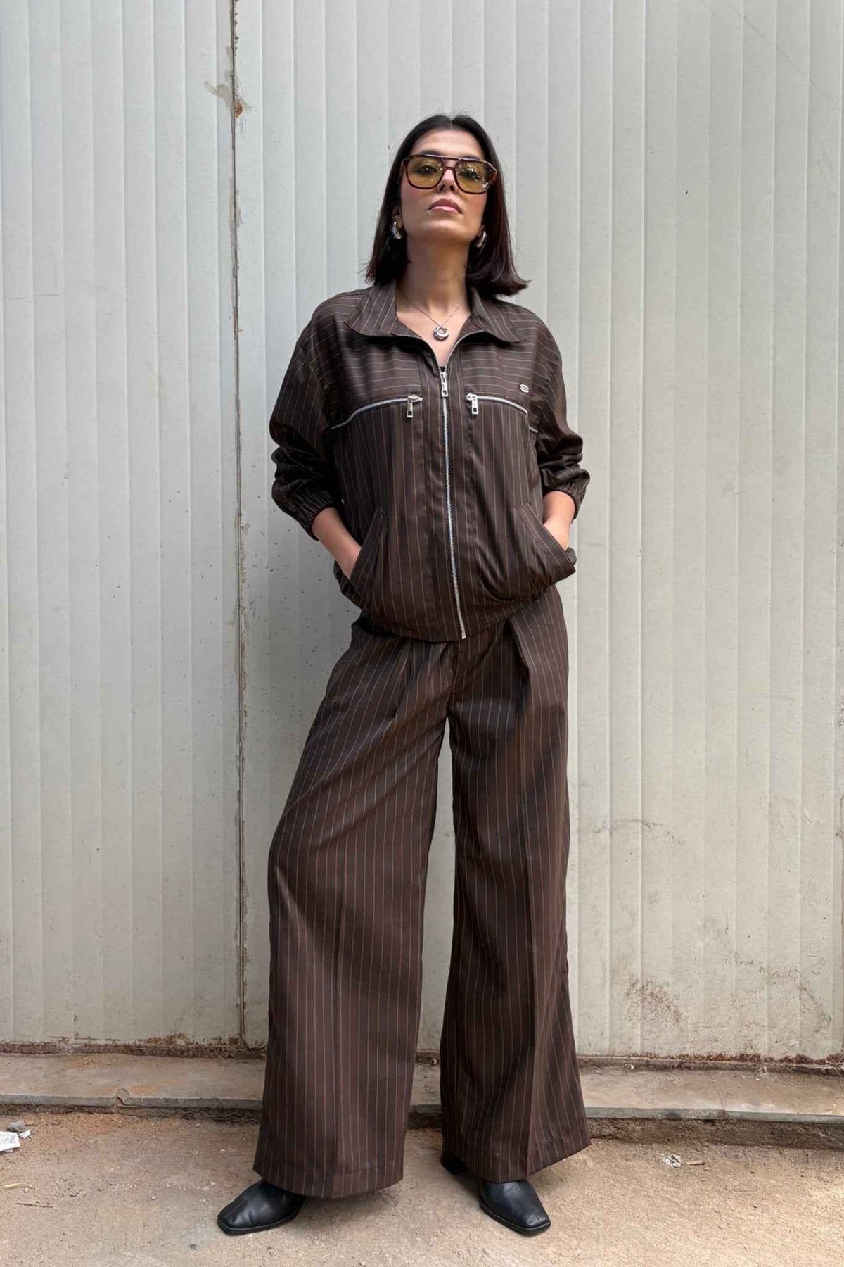 Tokyo Brown Pinstripe Set
