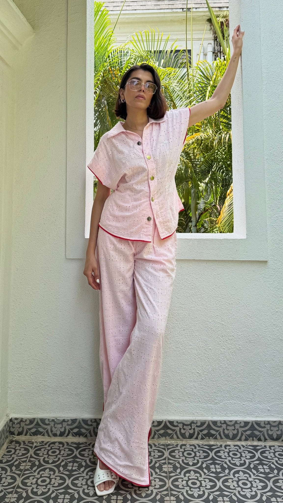 Pink Schiffli Women Set