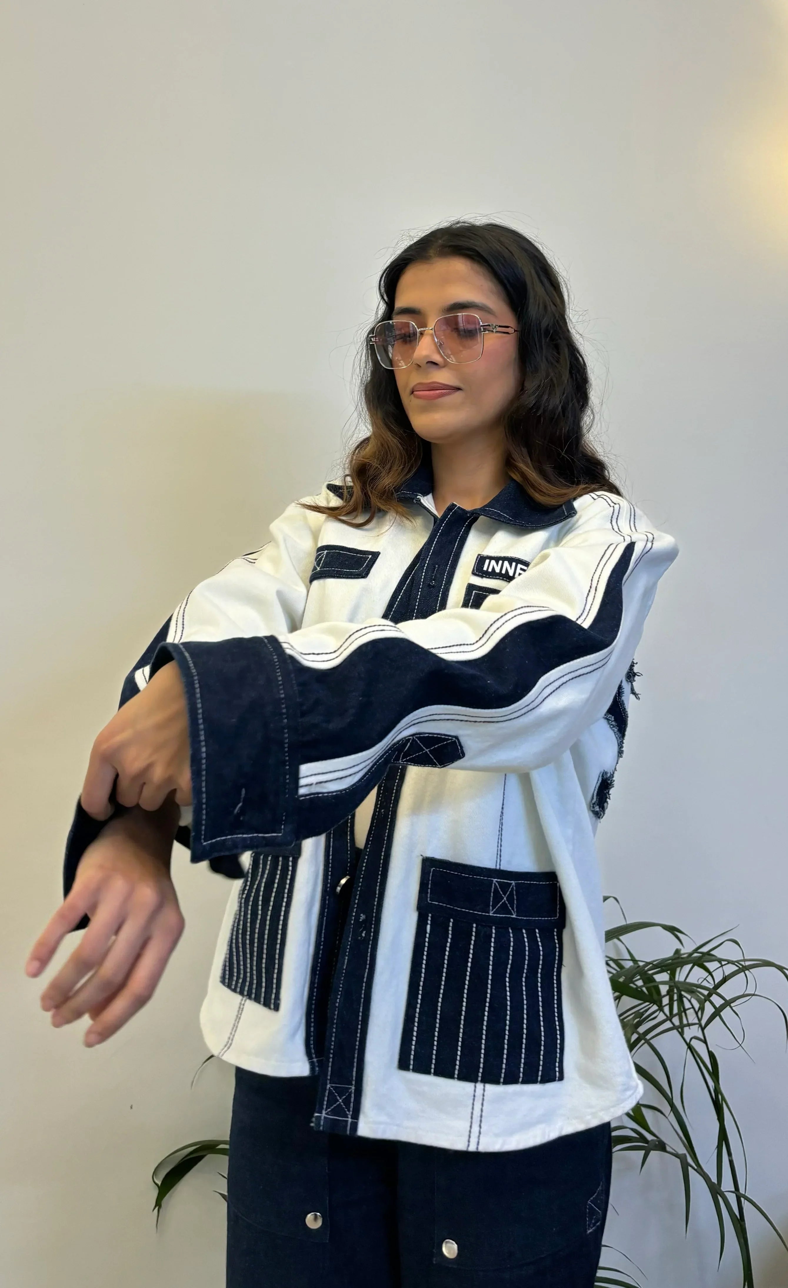 Unisex Denim White Blue Shirt