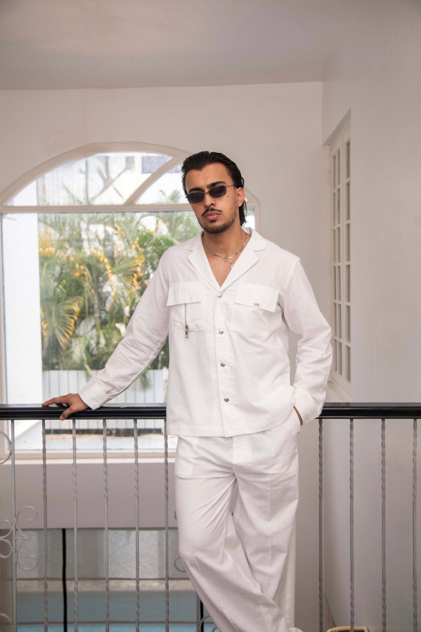 White Linen Men Set