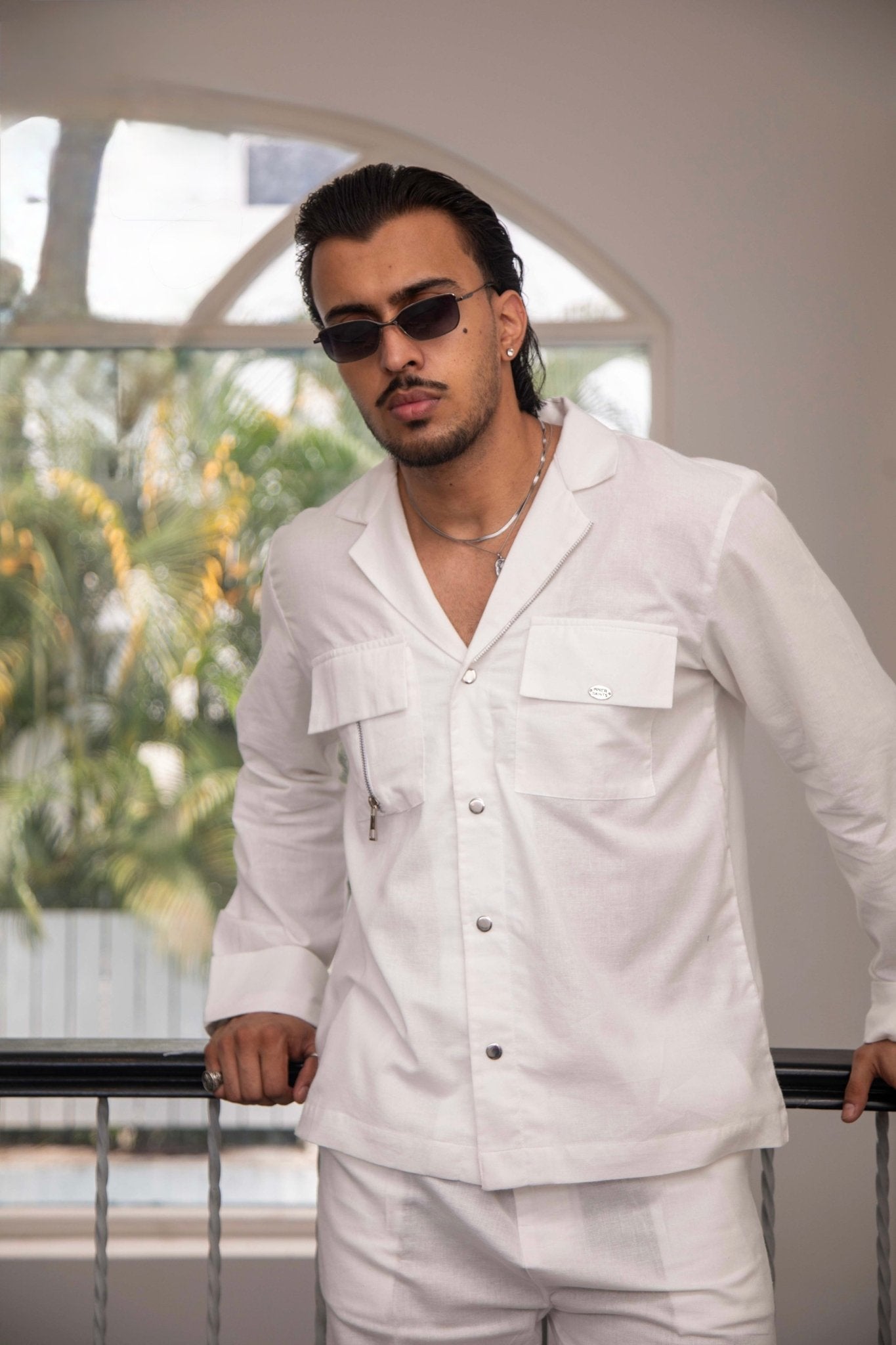 White Linen Men Set