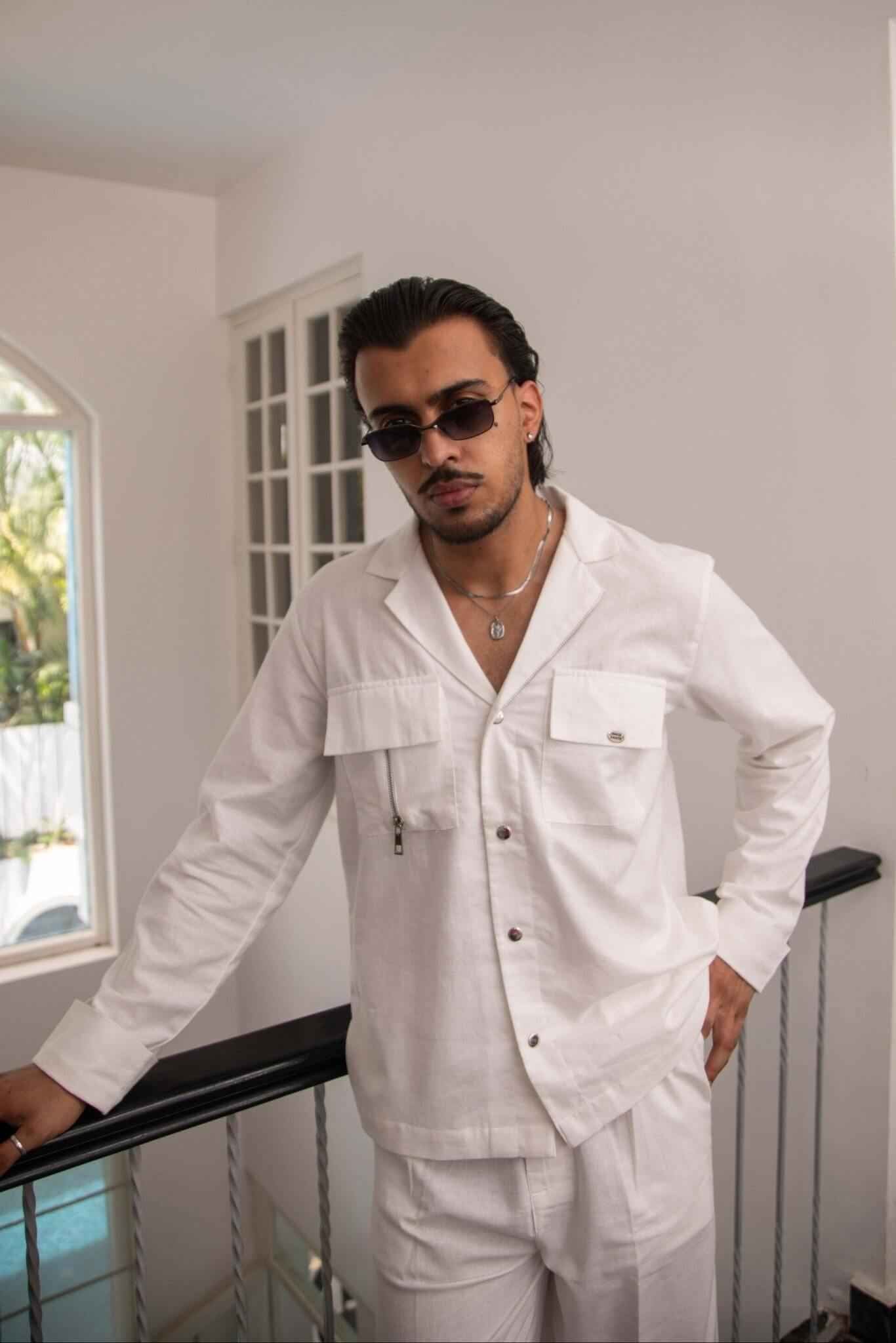 White Linen Men Set
