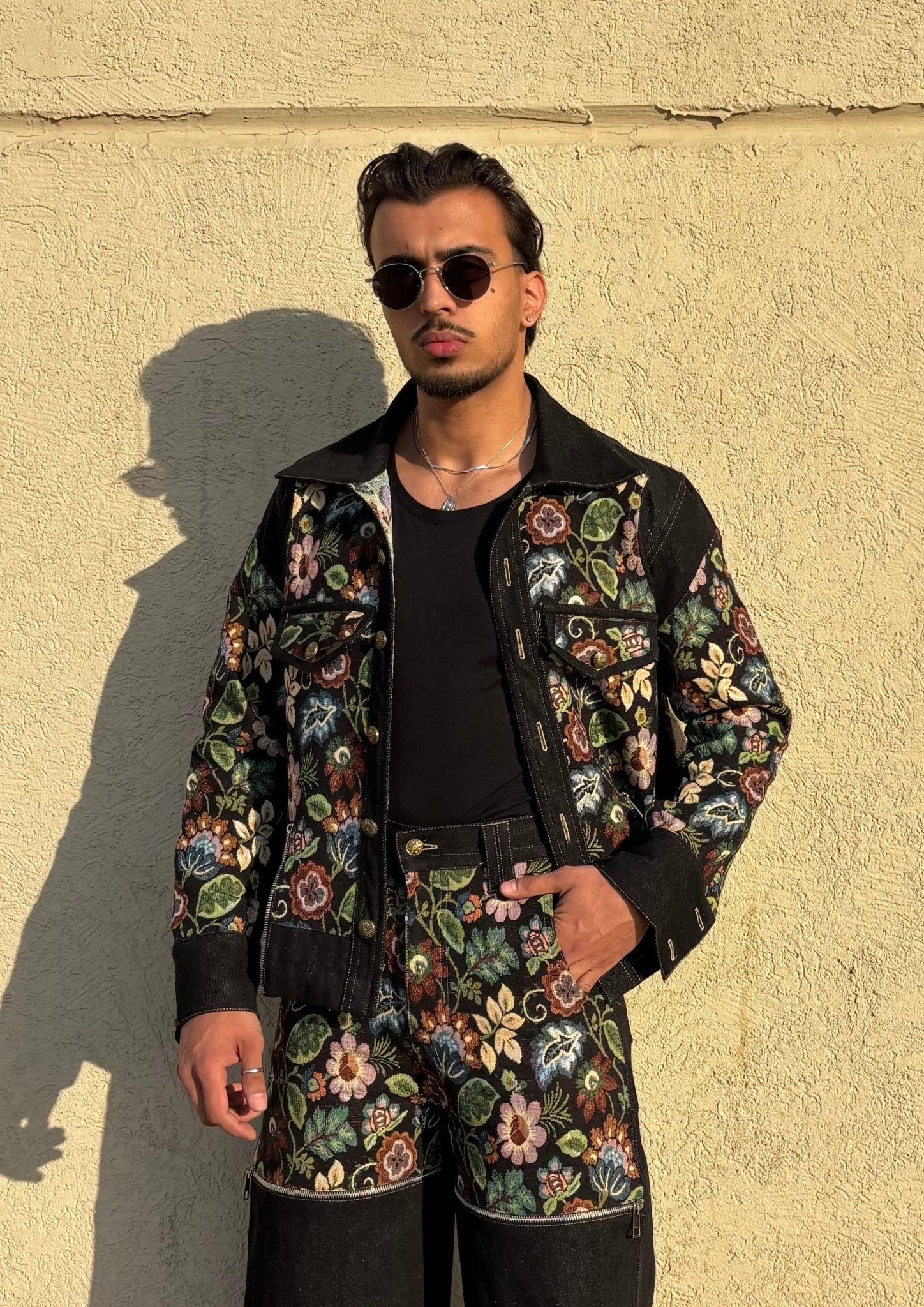 Black Floral Coat set