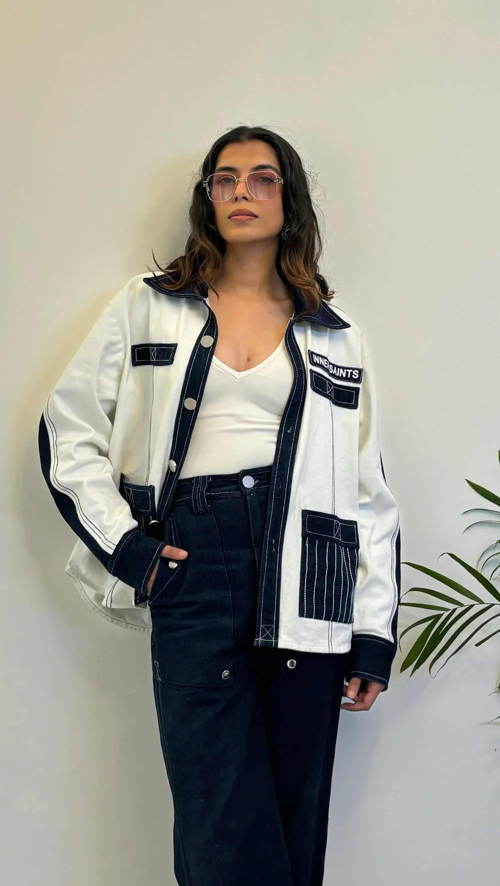 Unisex Denim White Blue Shirt