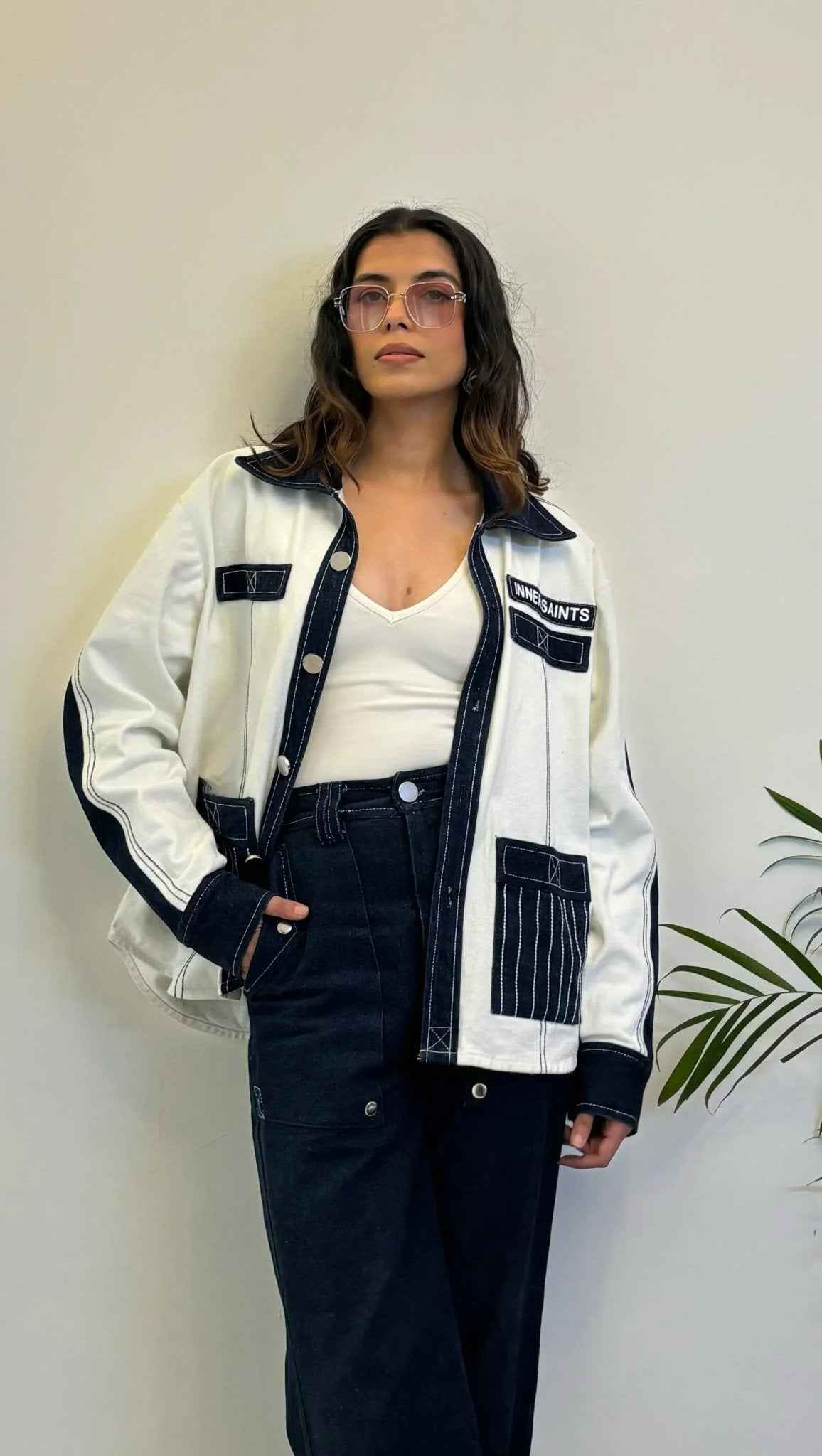 Unisex Denim White Blue Shirt