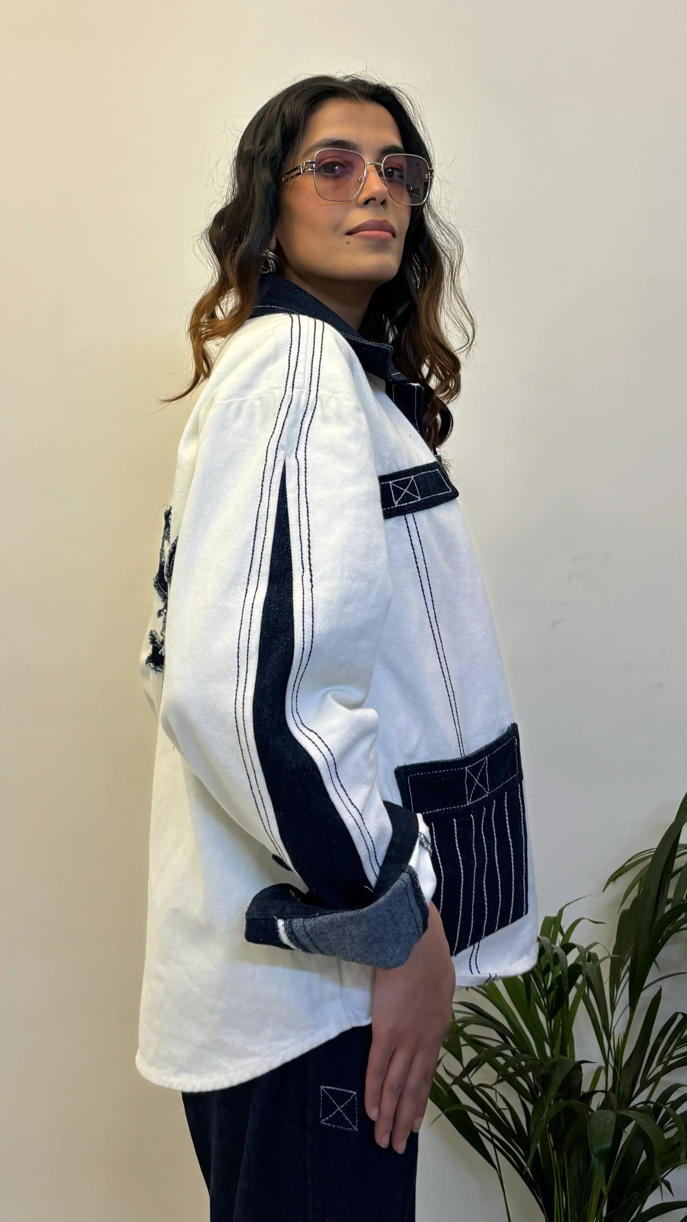 Unisex Denim White Blue Shirt