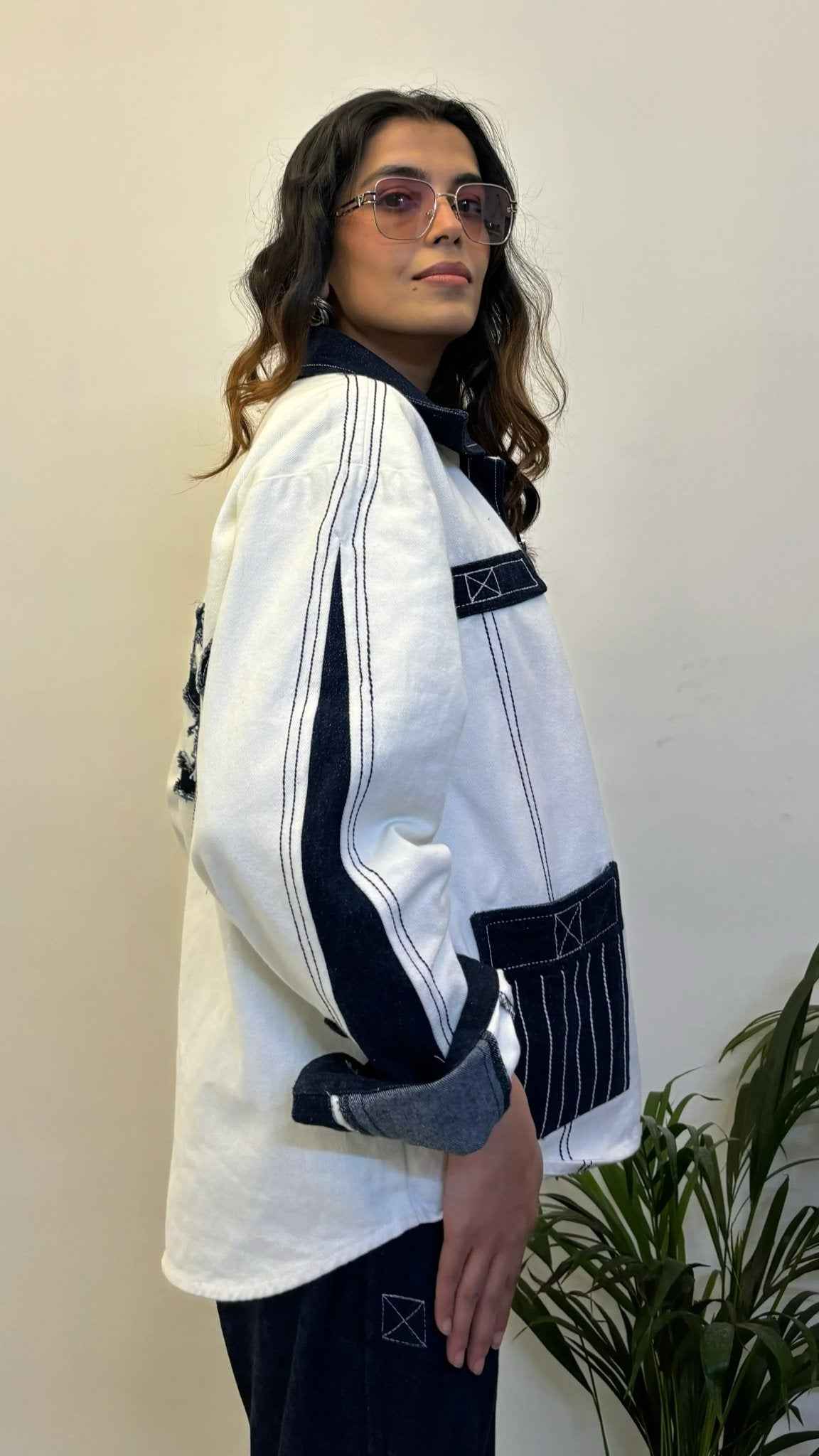 Unisex Denim White Blue Shirt
