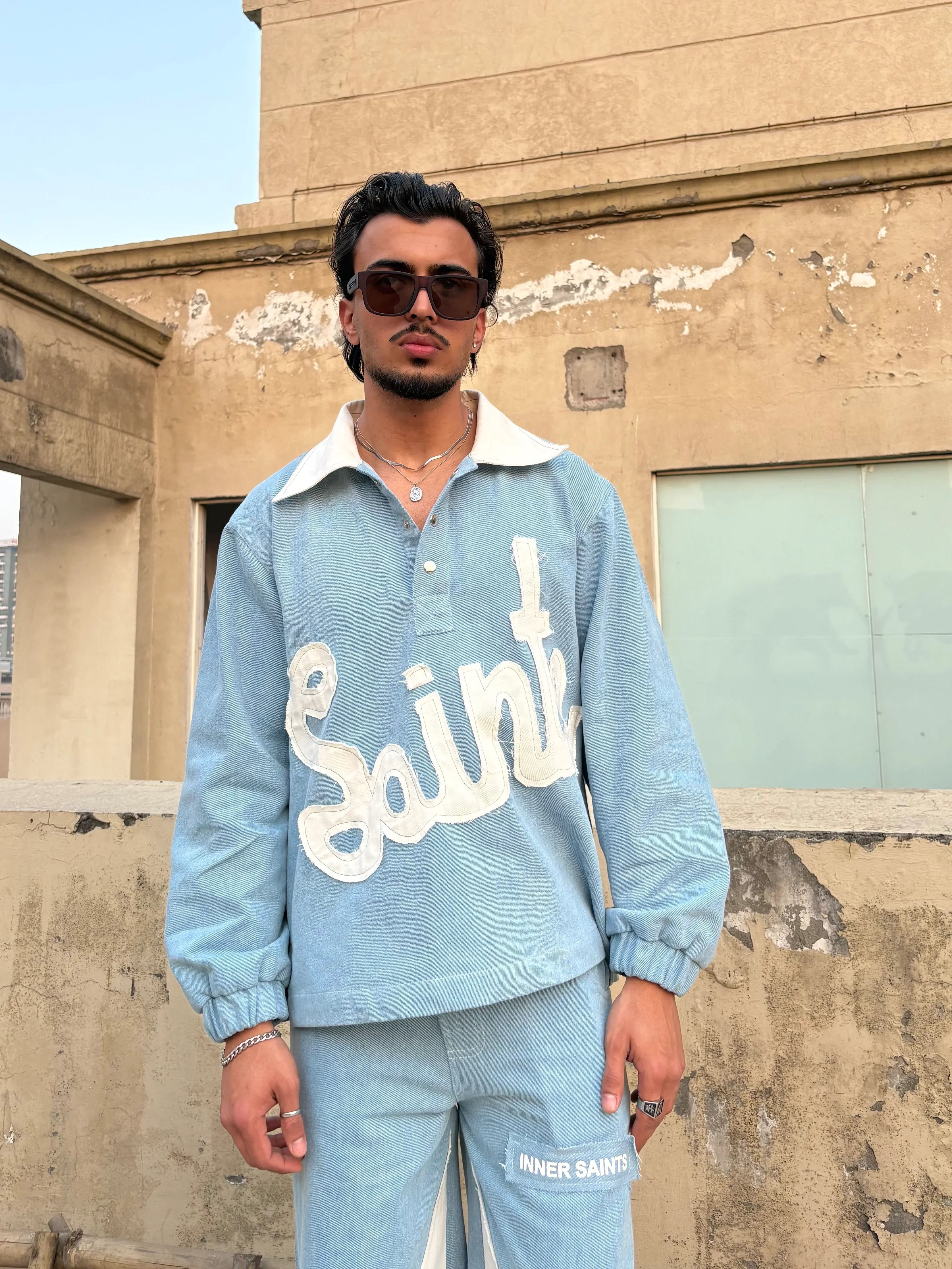 90's Ice Blue Denim Co-ord Set
