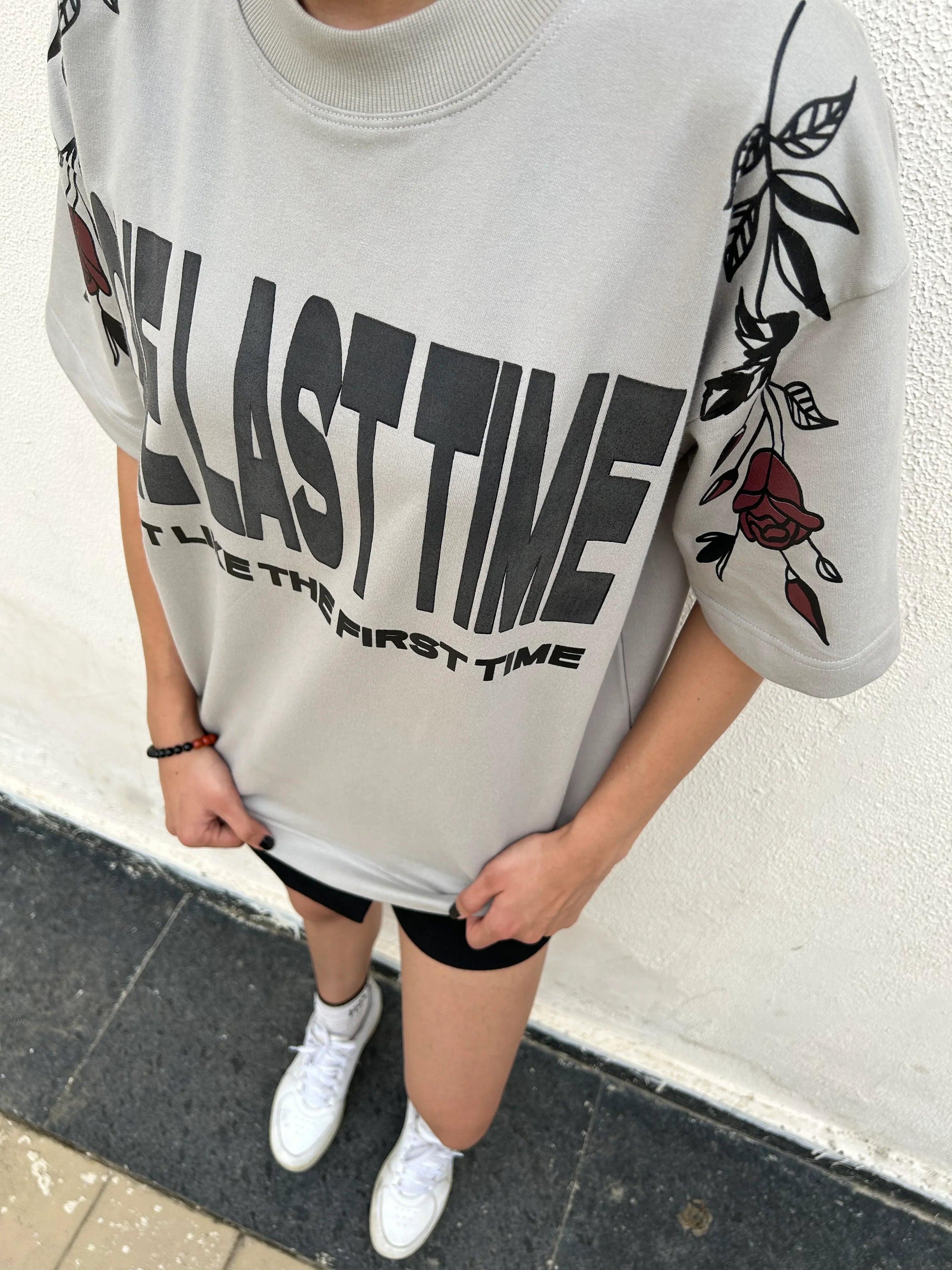 One Last Time Smoke Grey Oversized T-Shirt