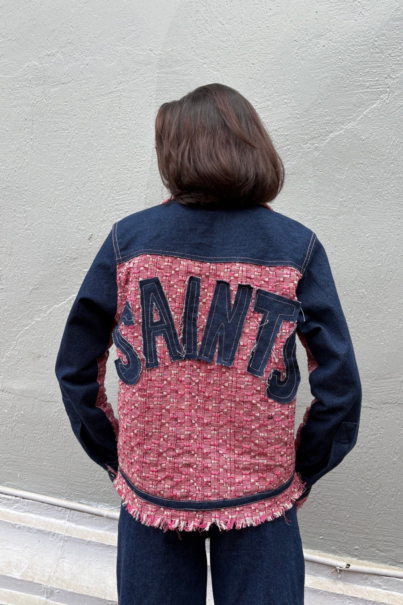 Pink Jacquard Denim Jacket