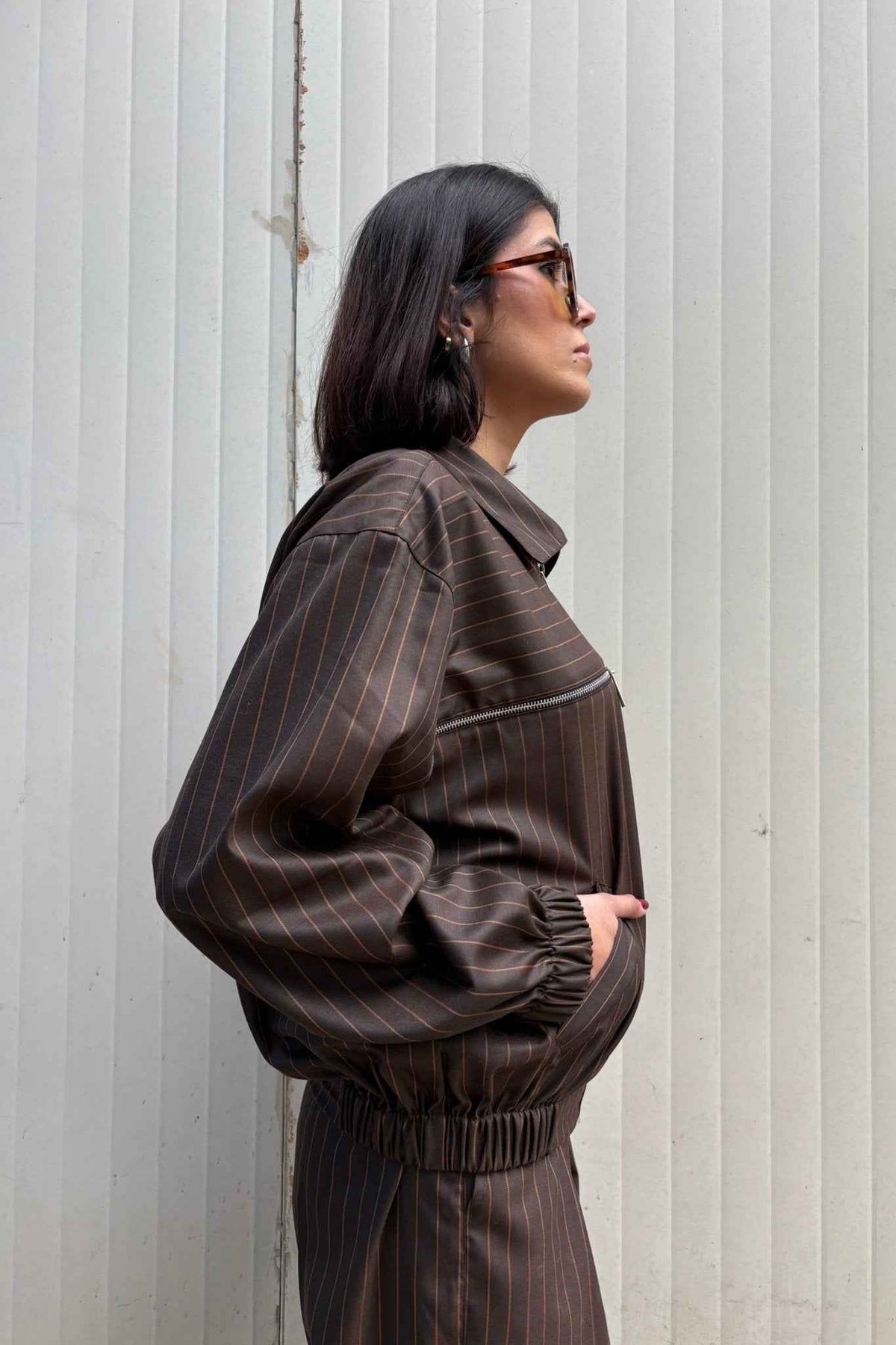 Tokyo Brown Pinstripe Set