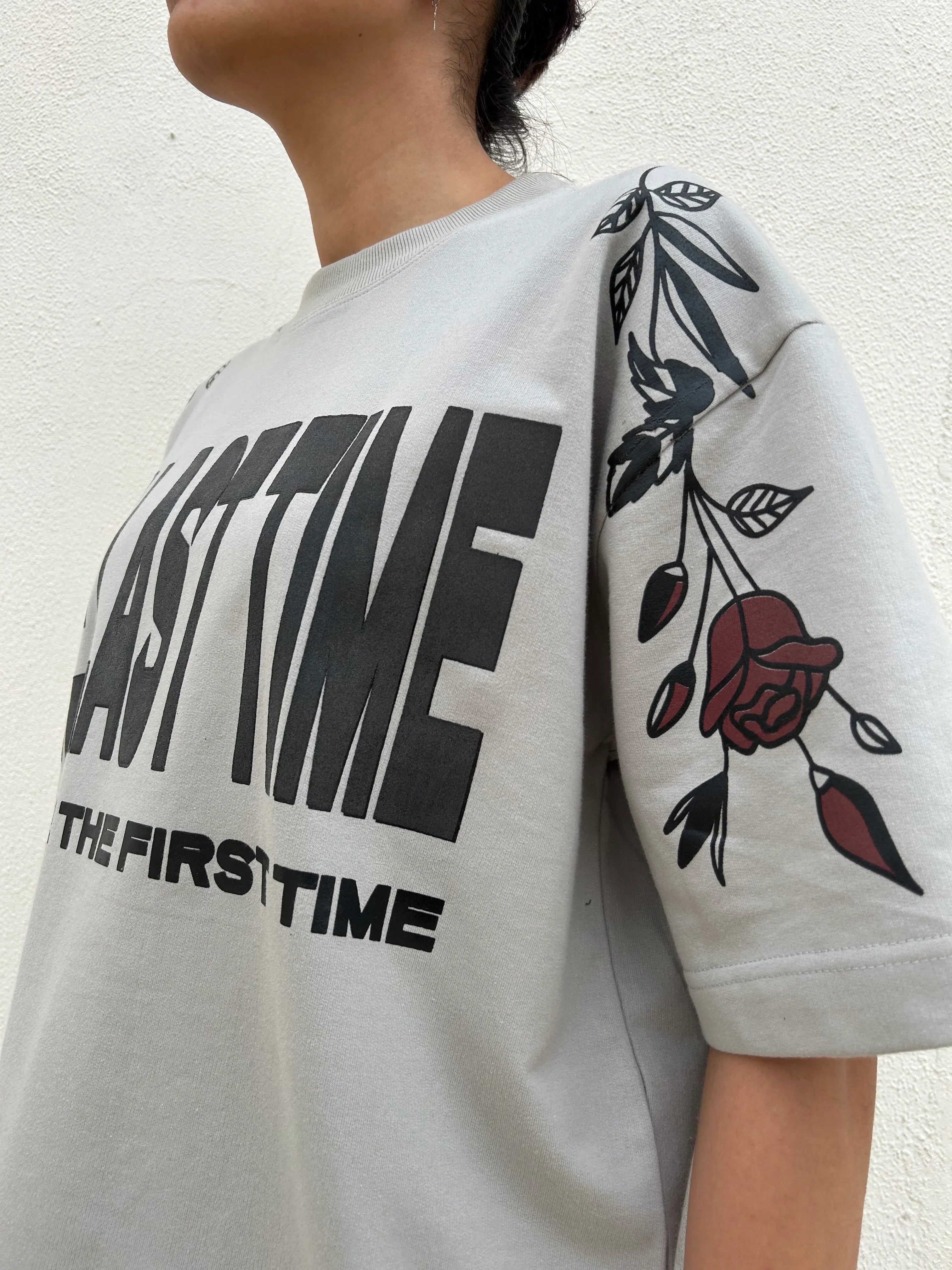 One Last Time Smoke Grey Oversized T-Shirt