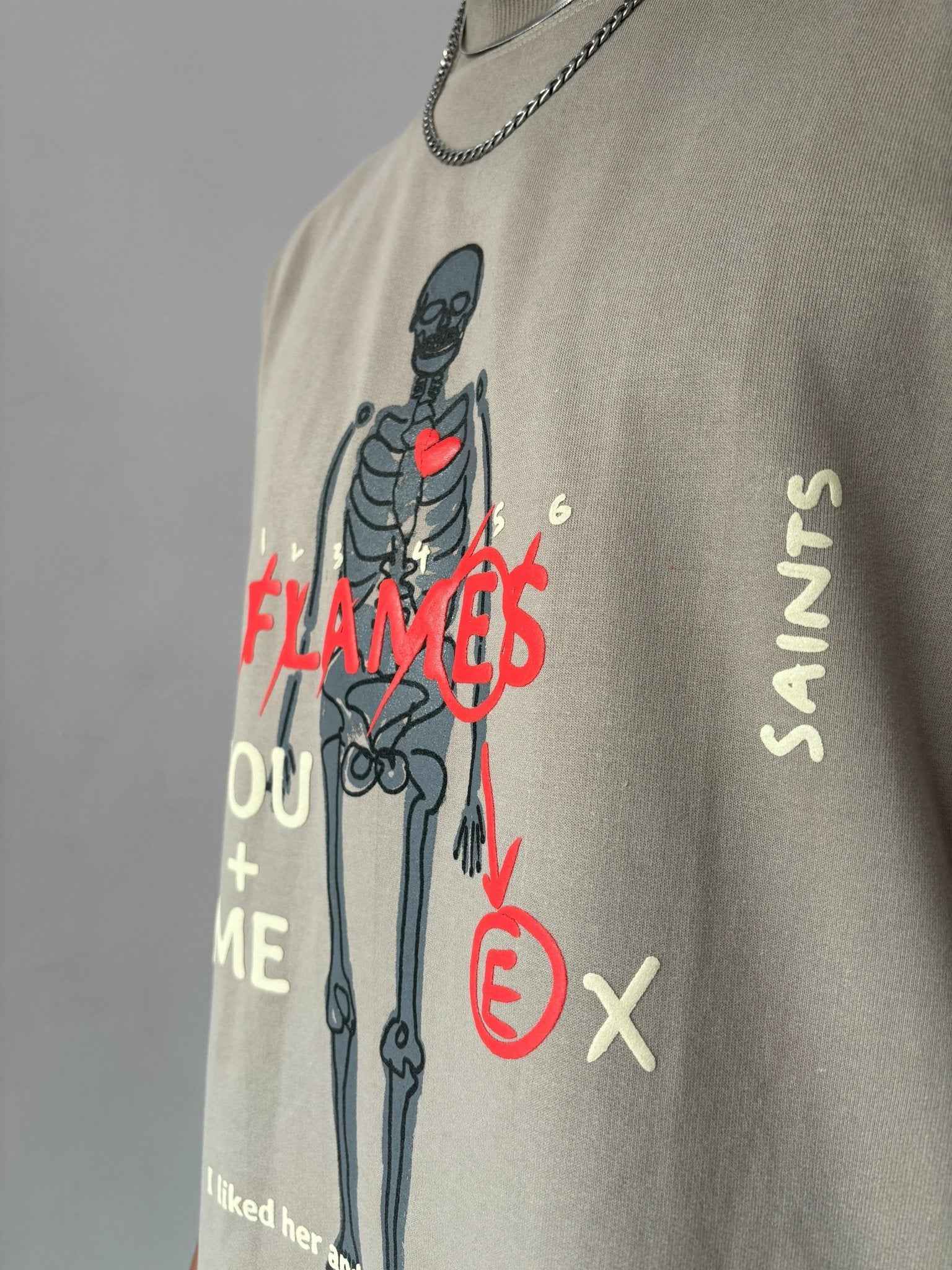 Flames Dusty Beige Oversized T-Shirt