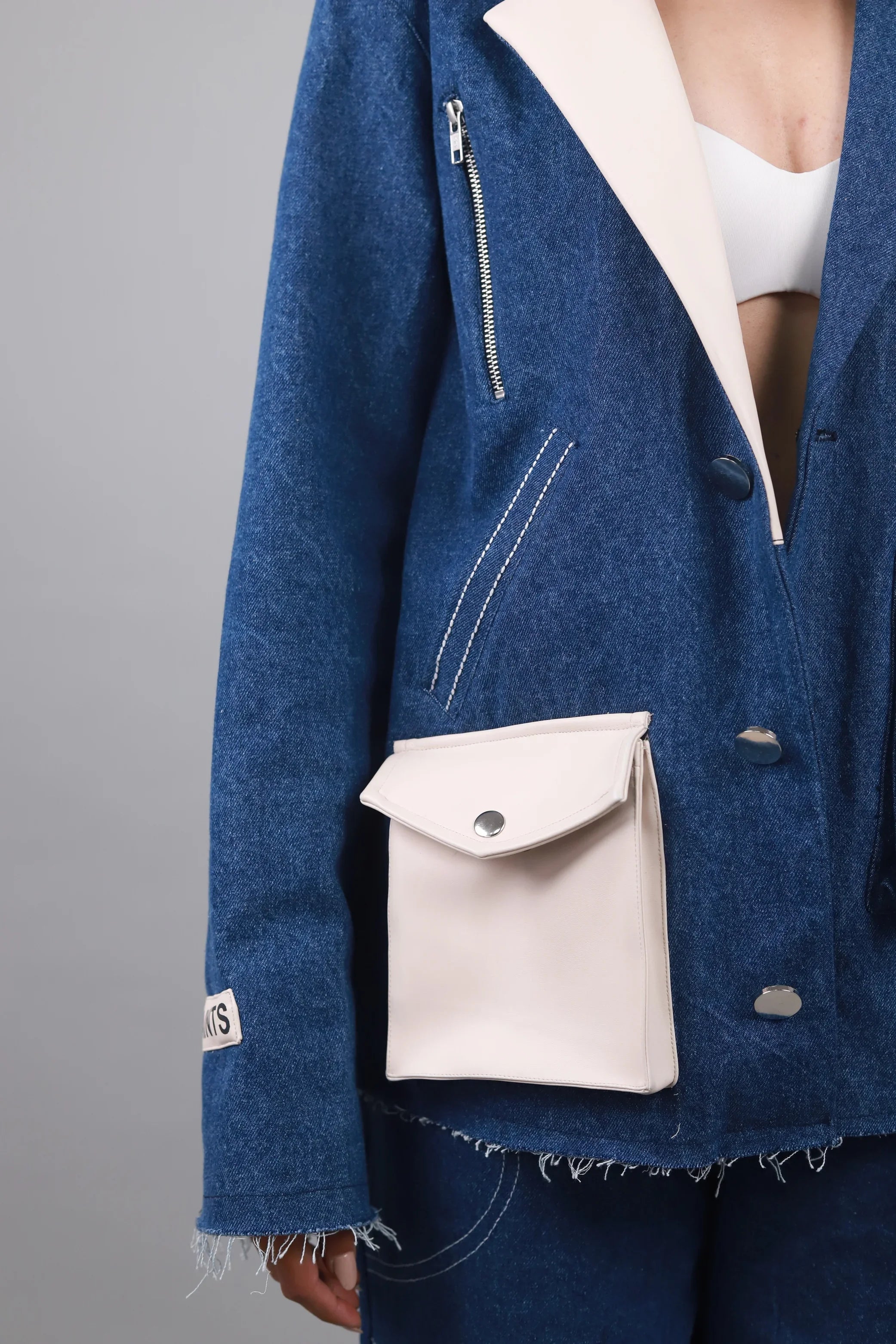 Unisex Denim Leather Blazer