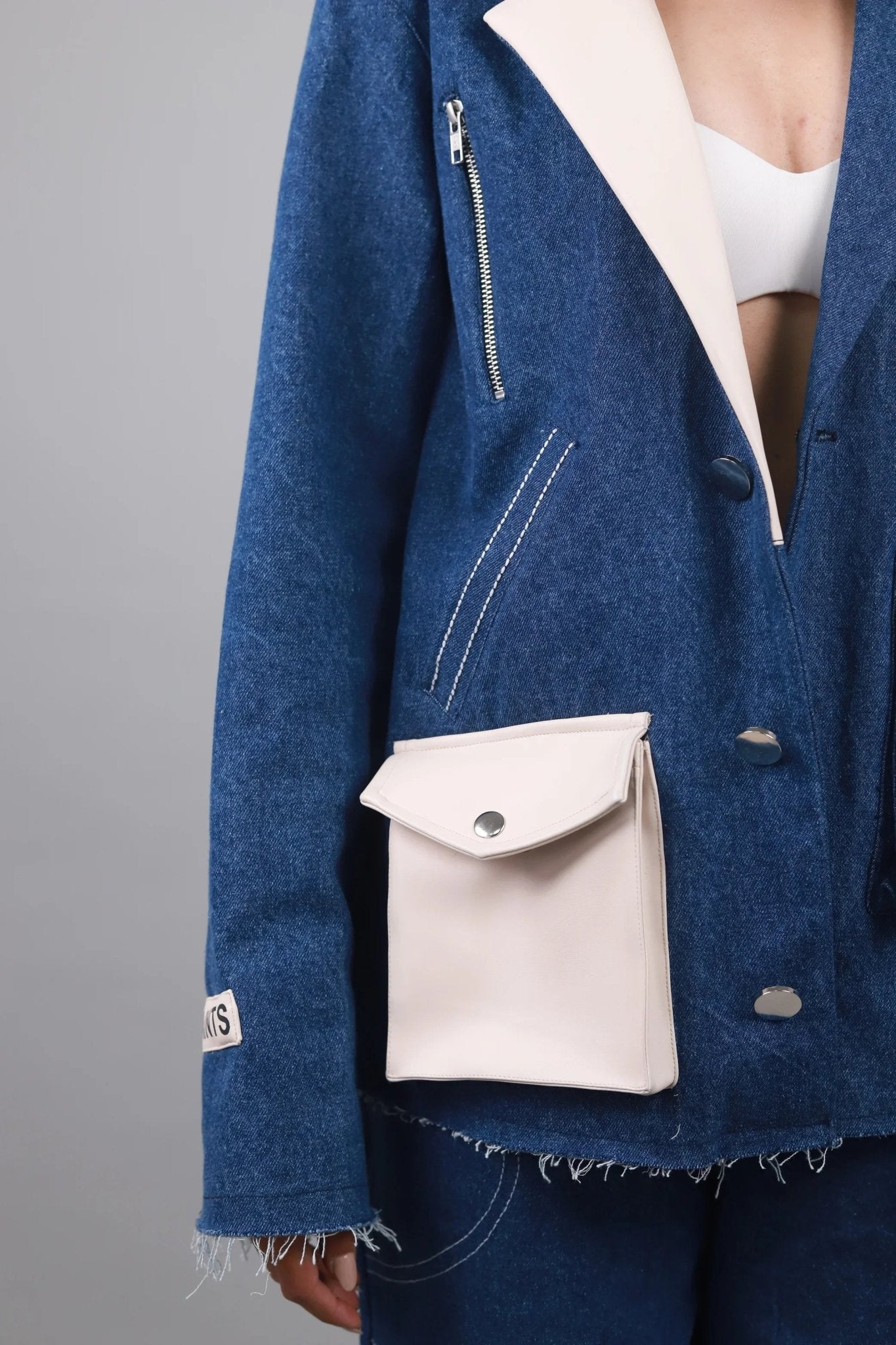Unisex Denim Leather Blazer