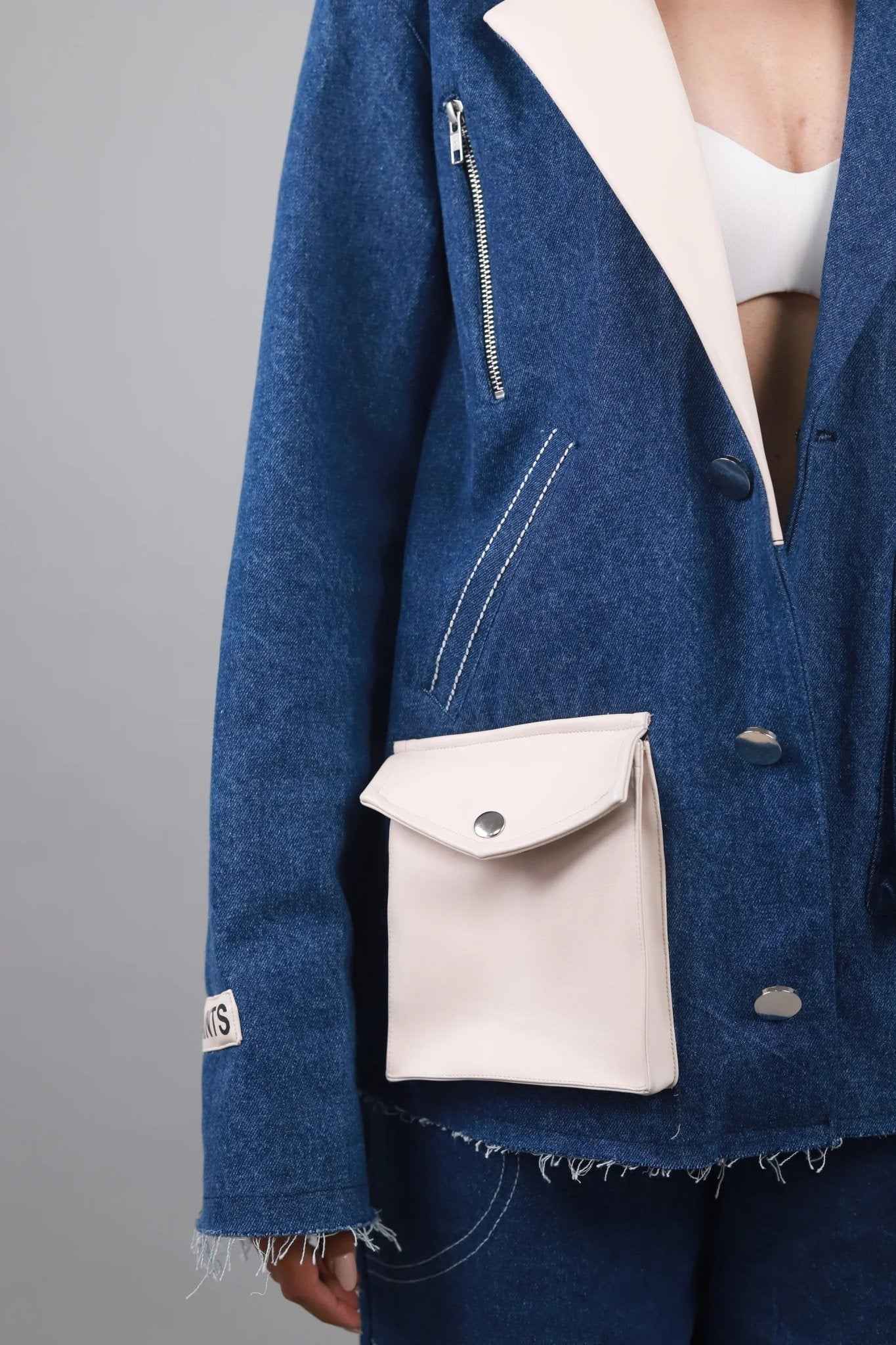 Unisex Denim Leather Blazer