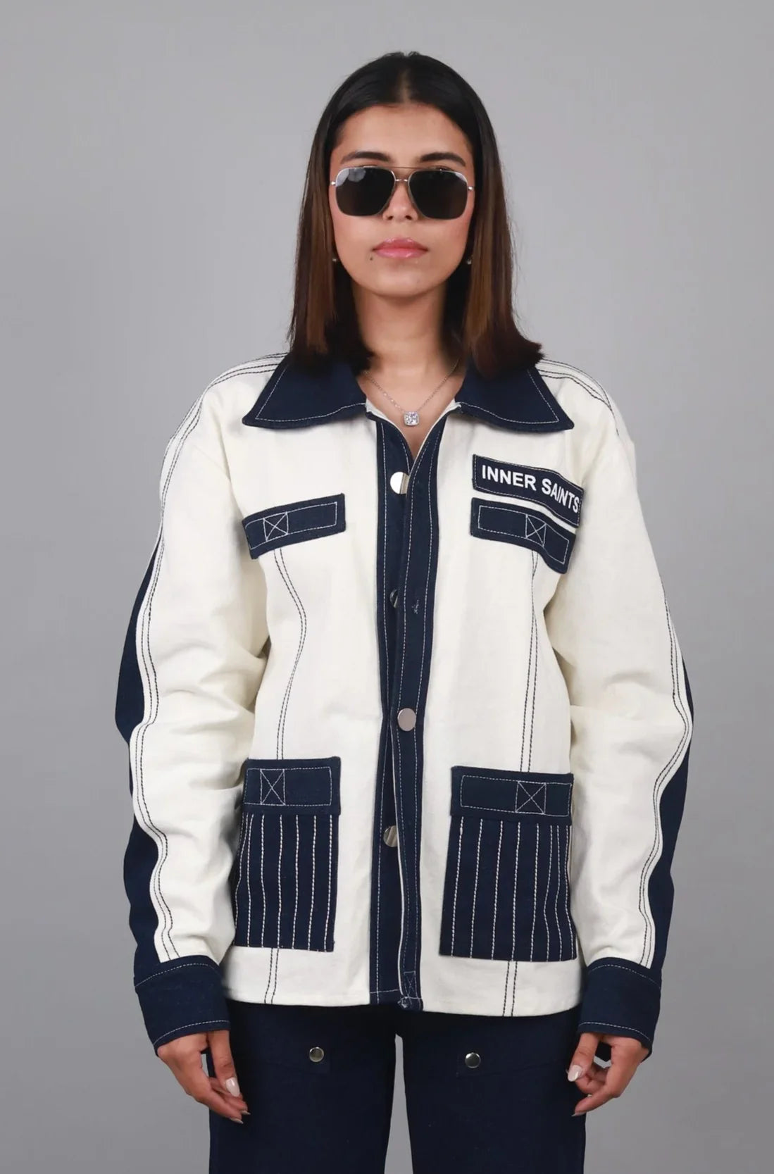 Unisex Denim White Blue Shirt