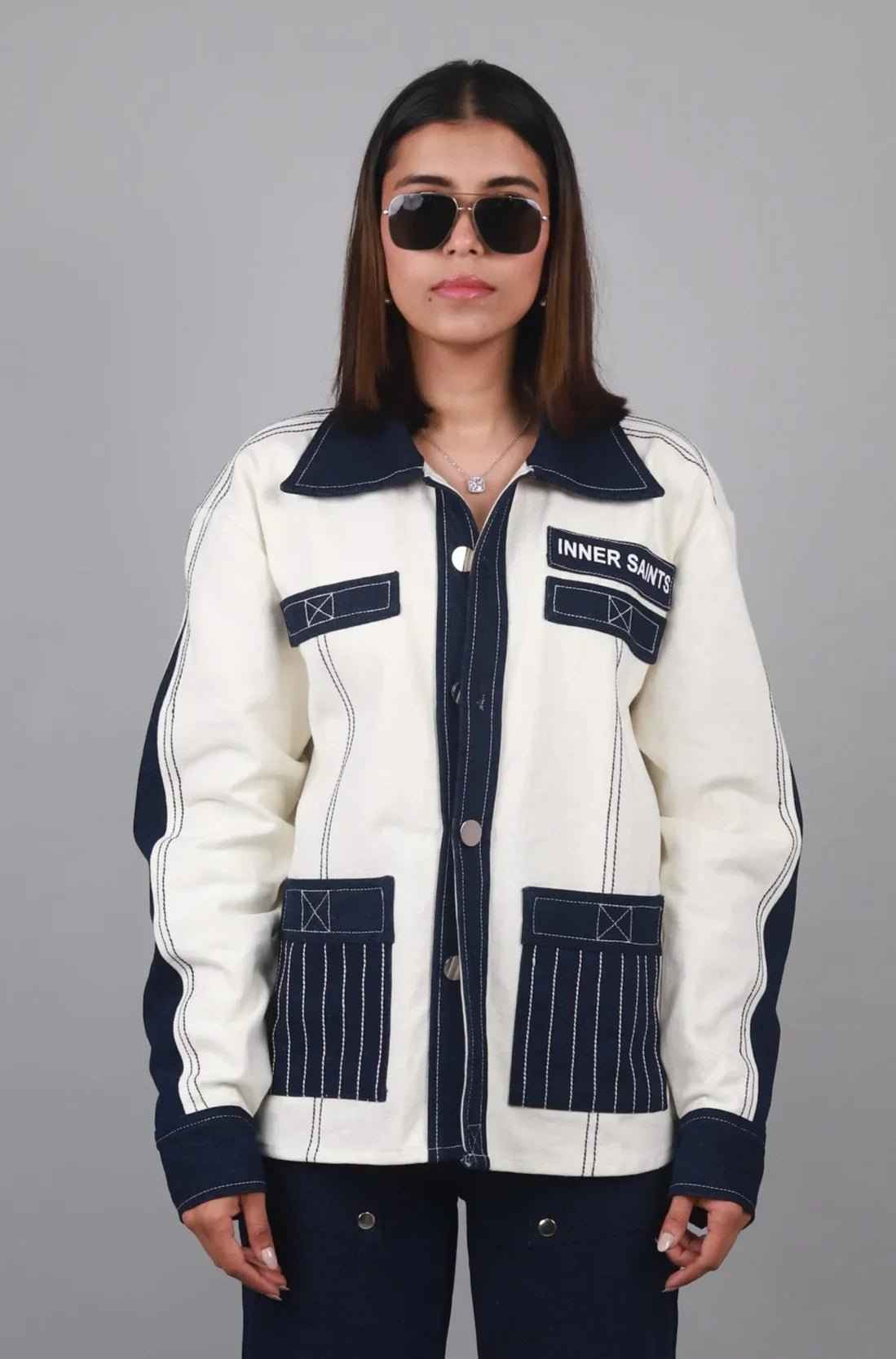 Unisex Denim White Blue Shirt