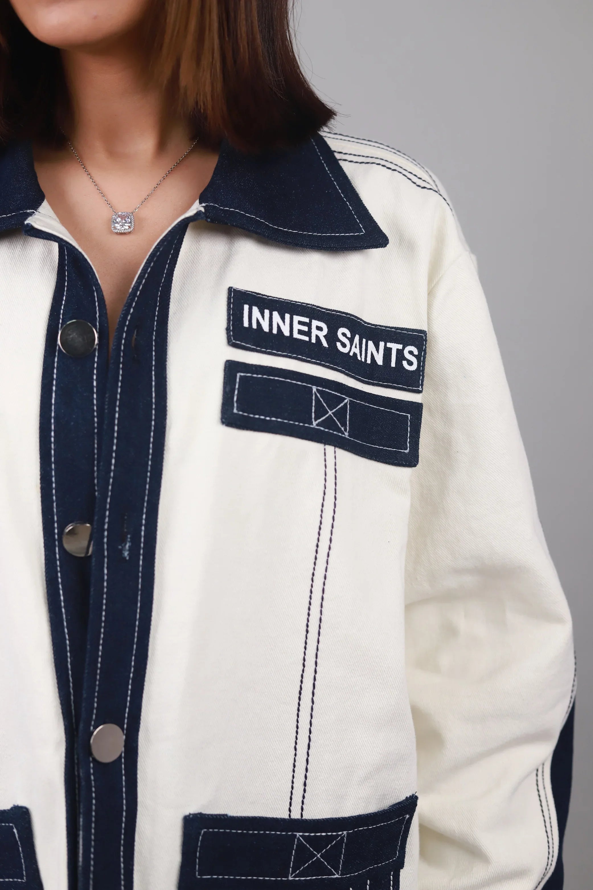 Unisex Denim White Blue Shirt