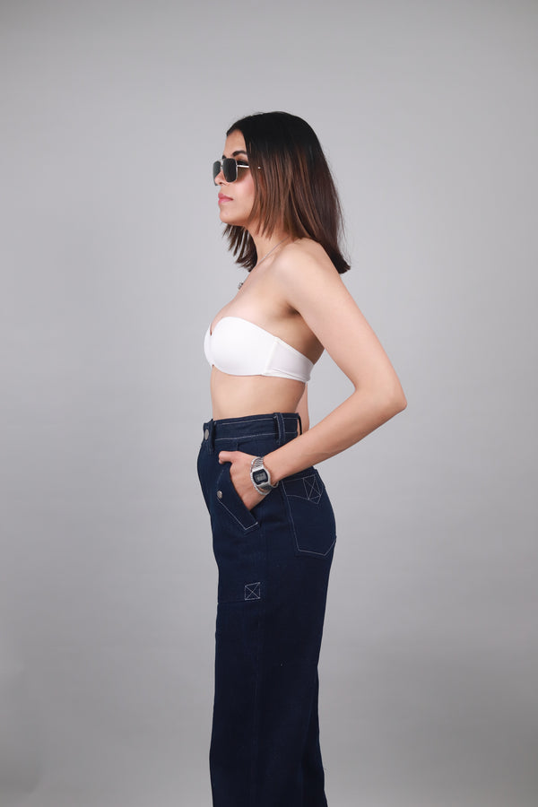 Unisex Navy Straight Fit Jeans