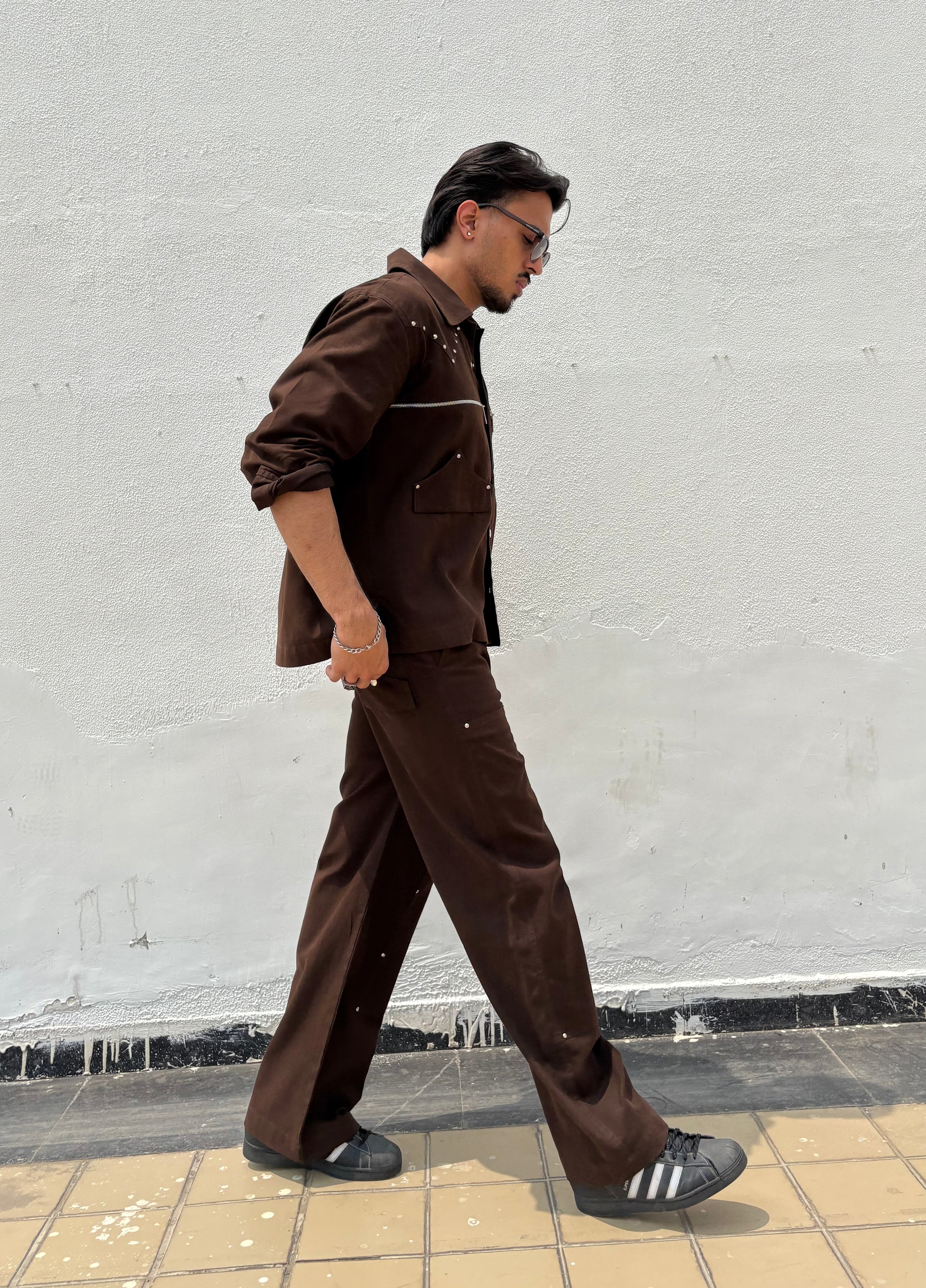 Umber Brown Men Co-ord Set