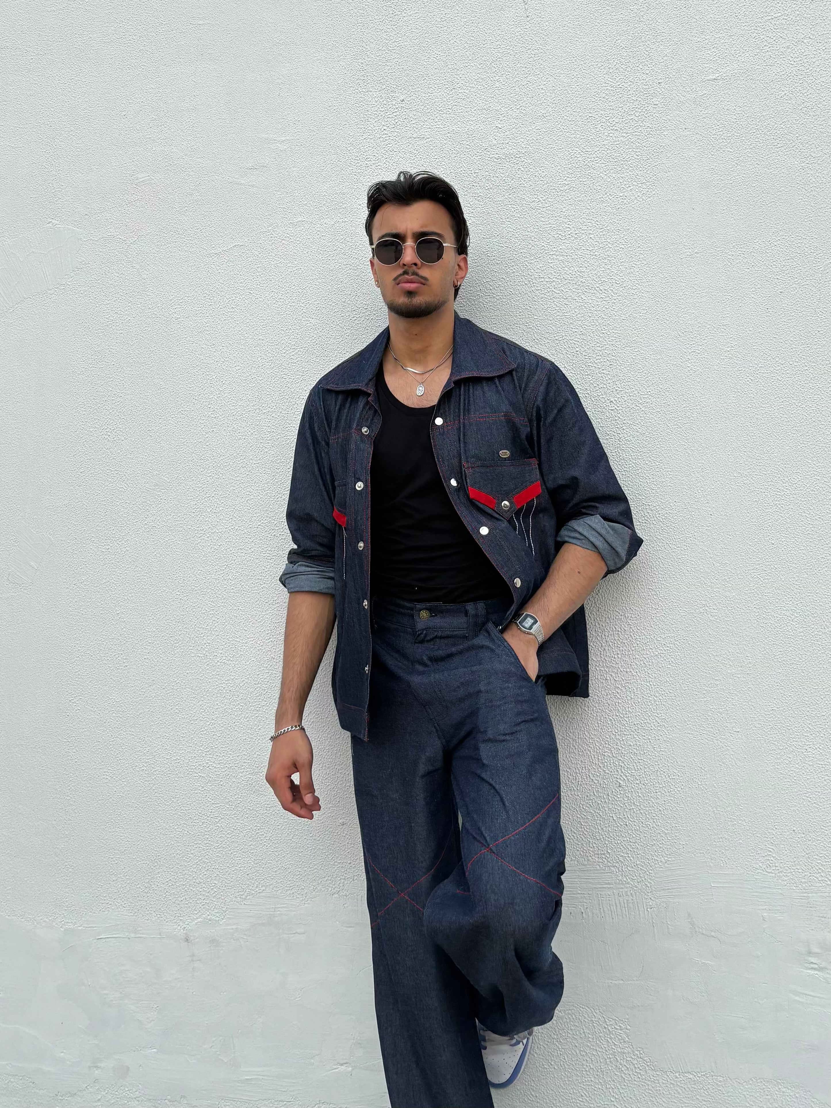 Blue Red Denim Jacket