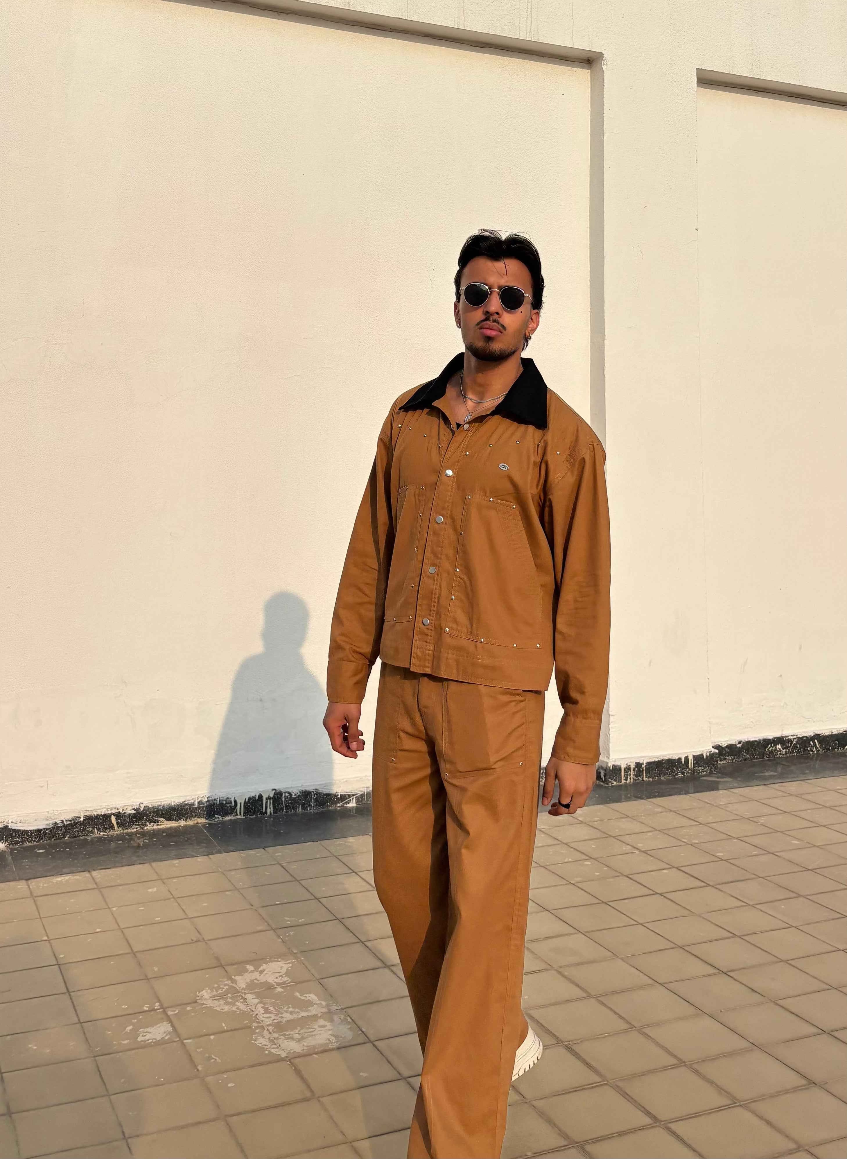 Tan Brown Full-Sleeve Jacket & pants set