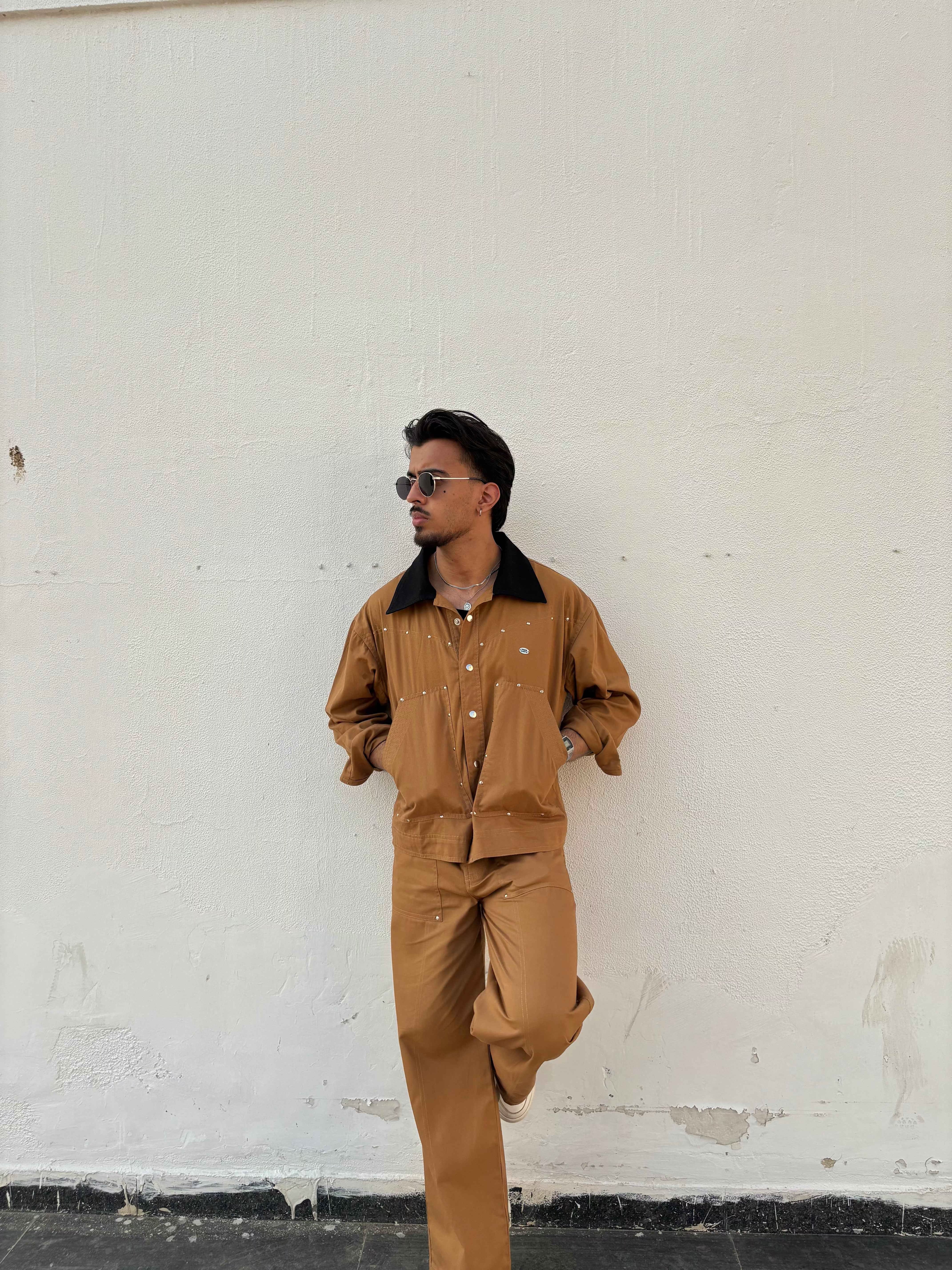 Tan Brown Full-Sleeve Jacket & pants set