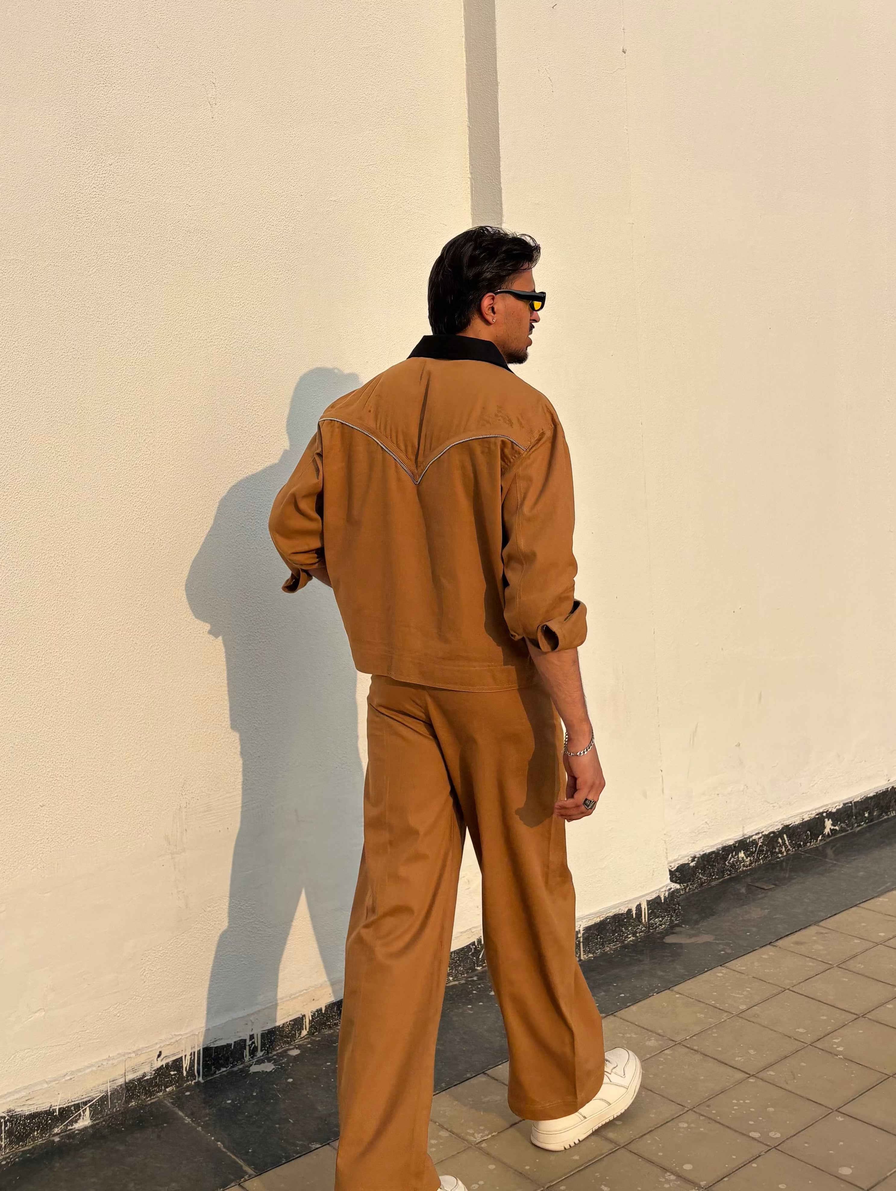 Tan Brown Full-Sleeve Jacket & pants set