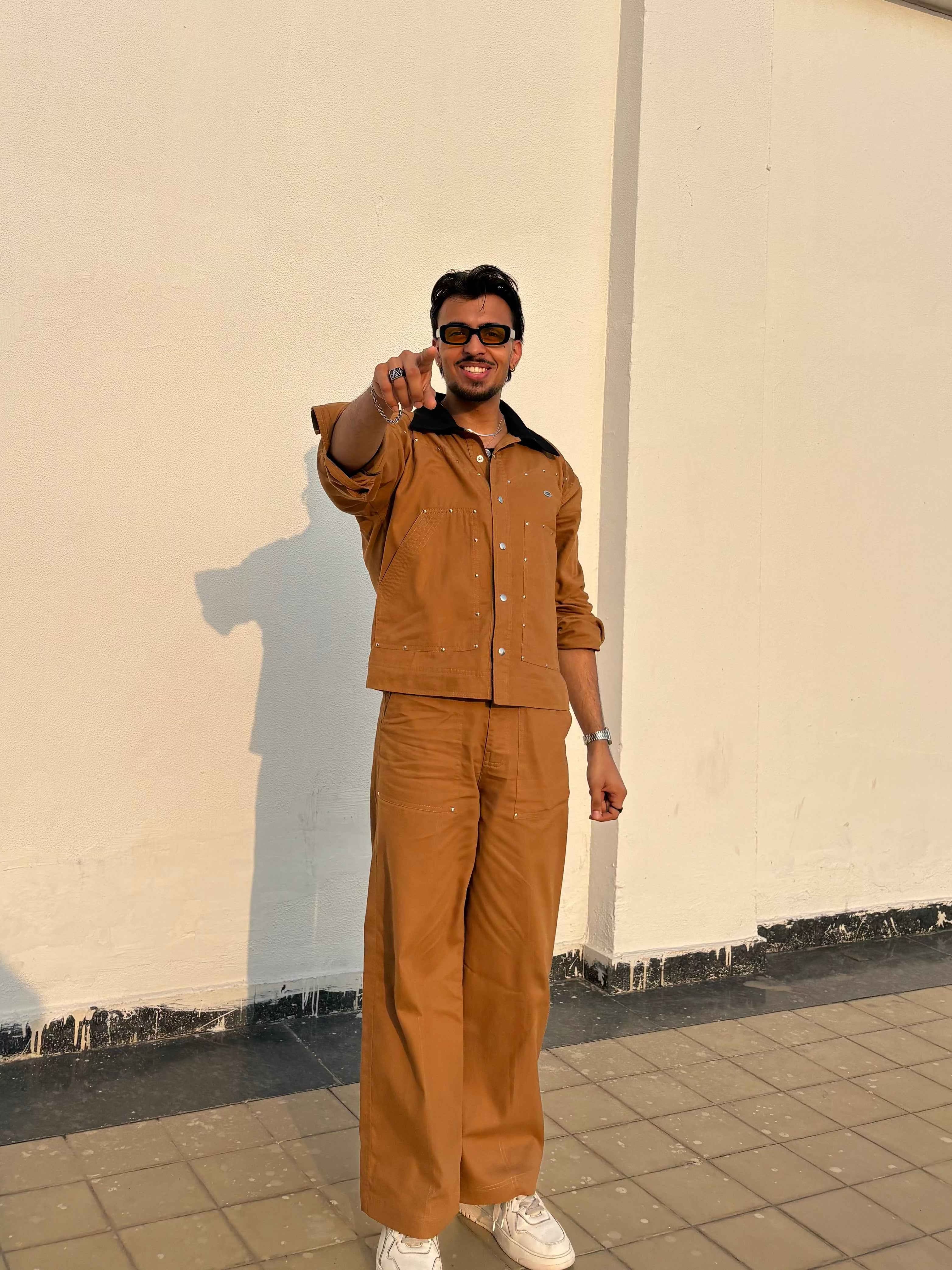 Tan Brown Full-Sleeve Jacket & pants set
