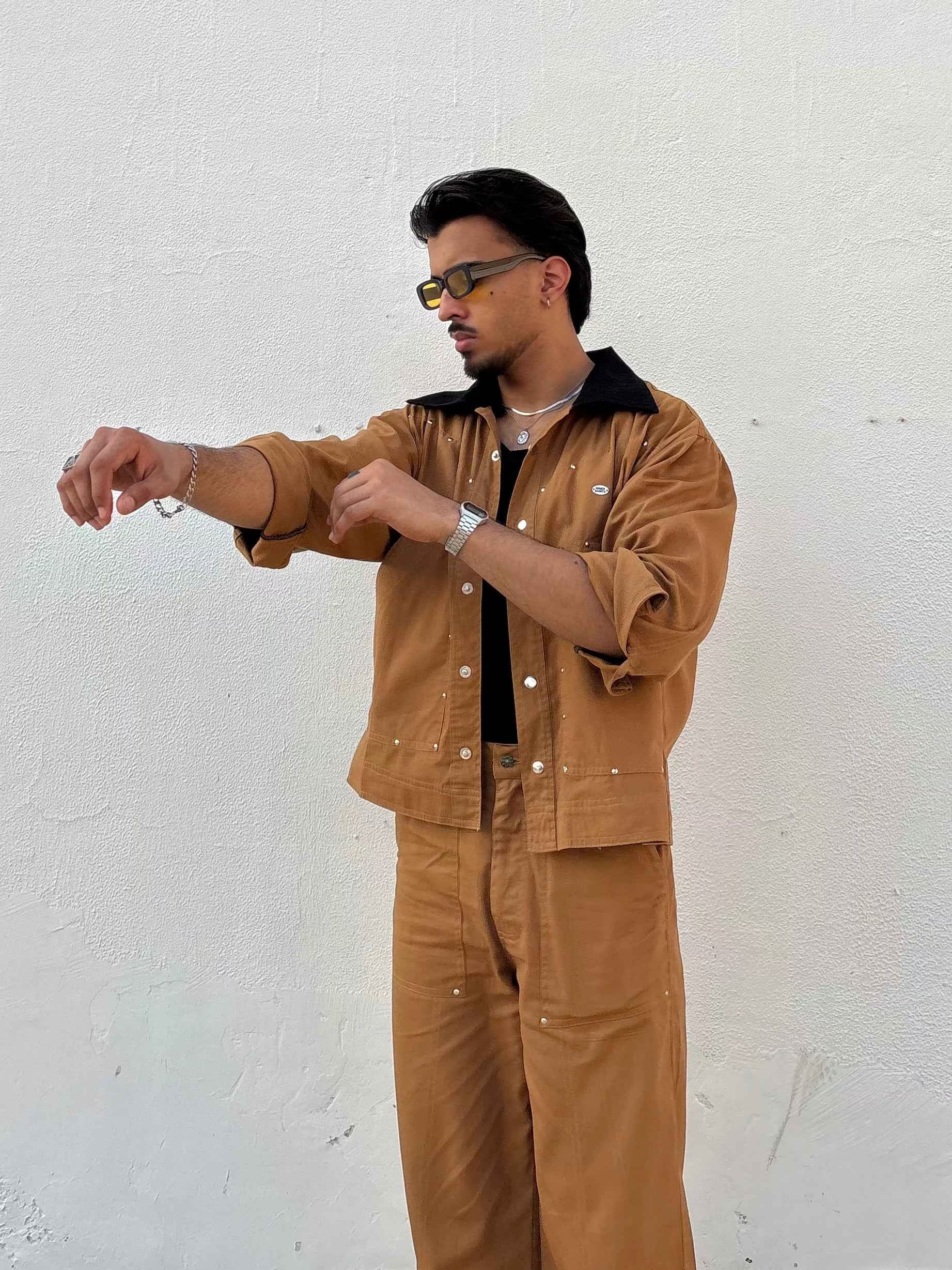 Tan Brown Full-Sleeve Jacket & pants set