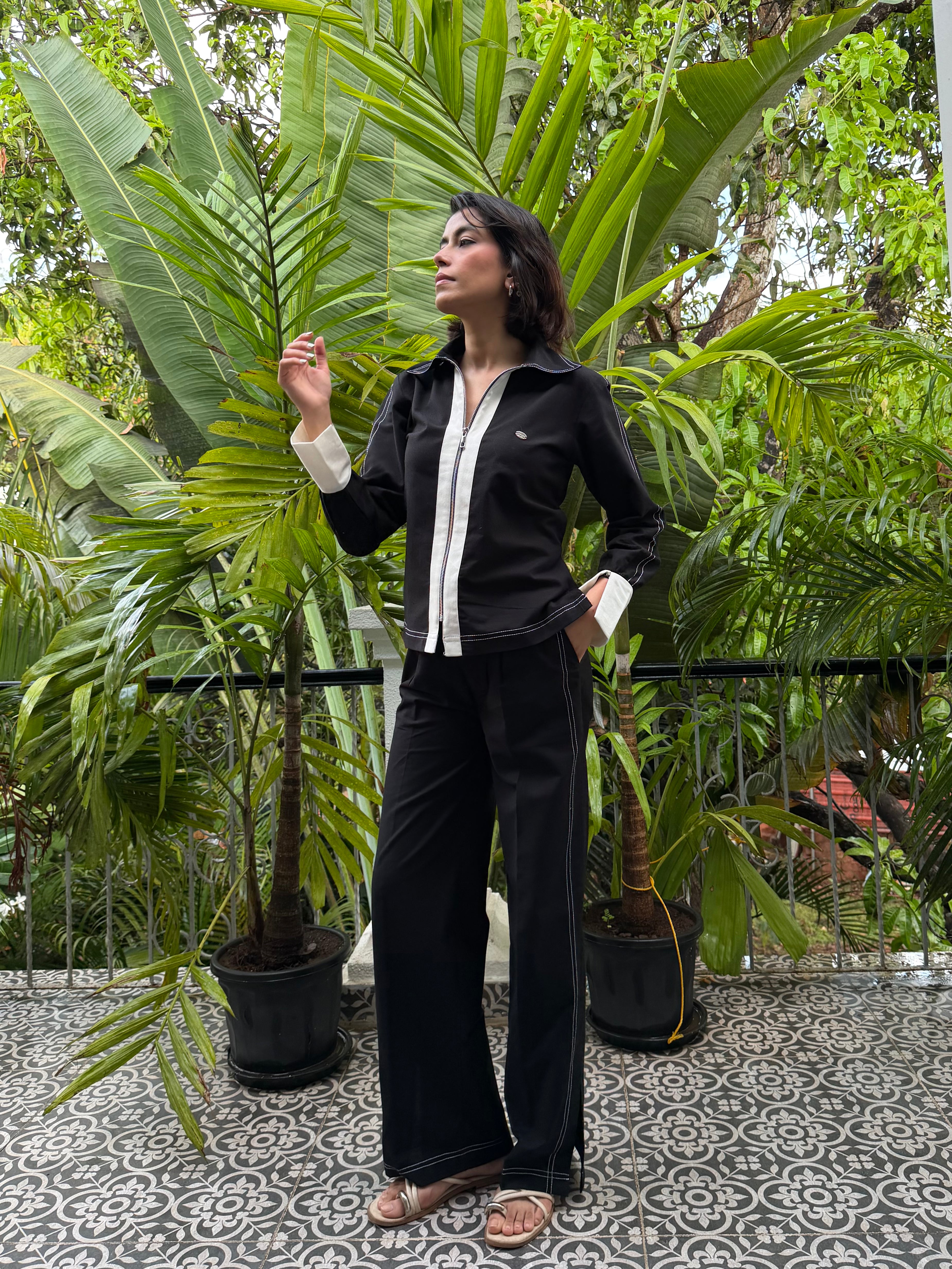 Black & White Linen Women Set