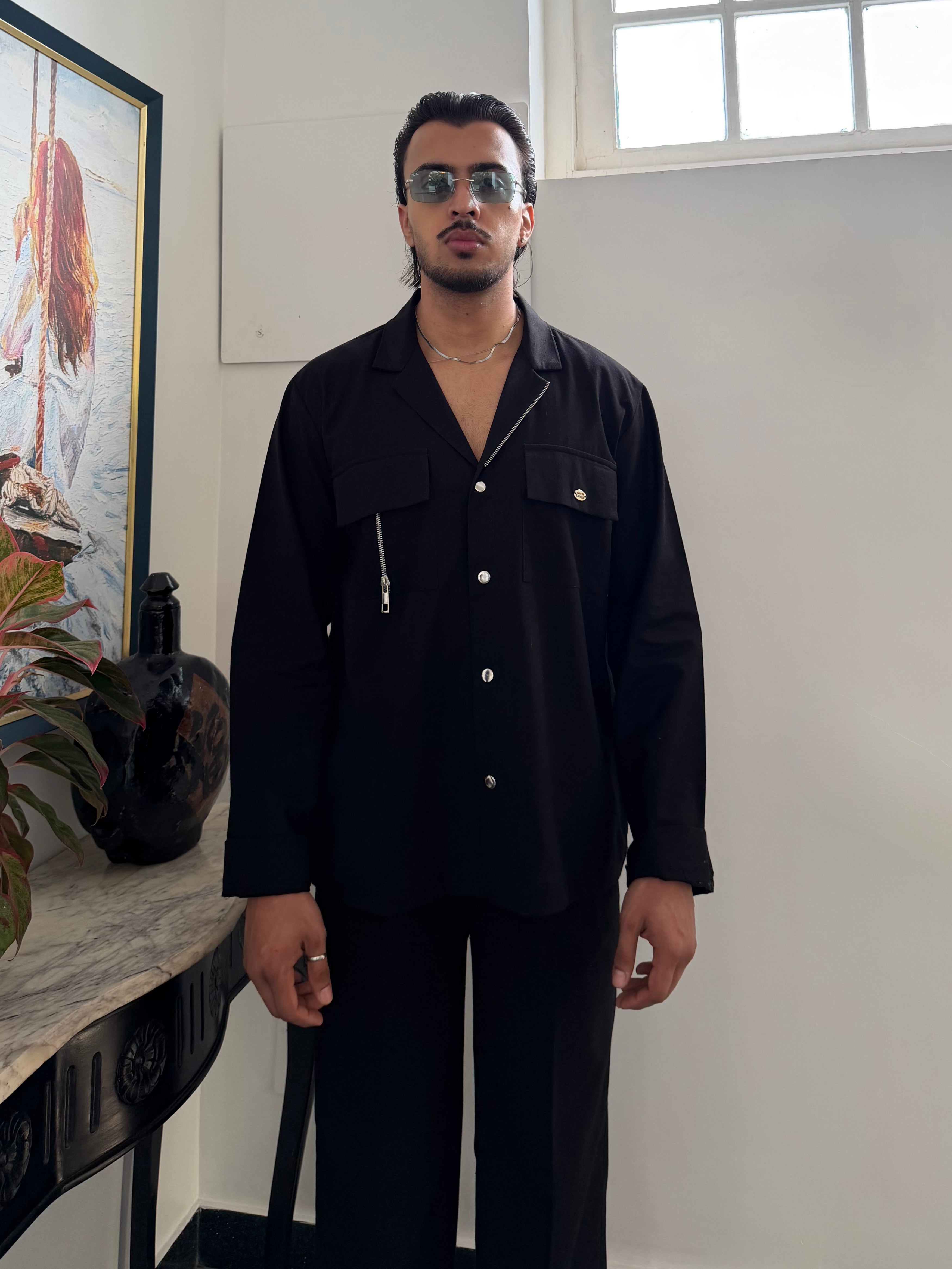 Black Linen Men Set